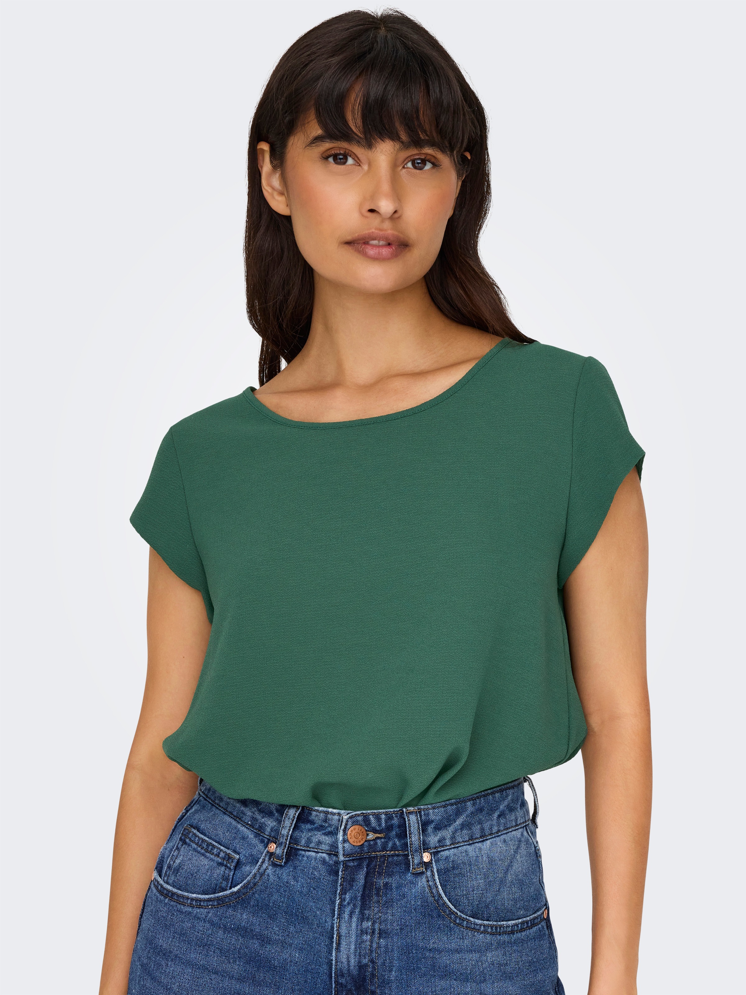 ONLY Kurzarmbluse "ONLVIC – feminines Blusenshirt in lockerer Form" regular günstig online kaufen