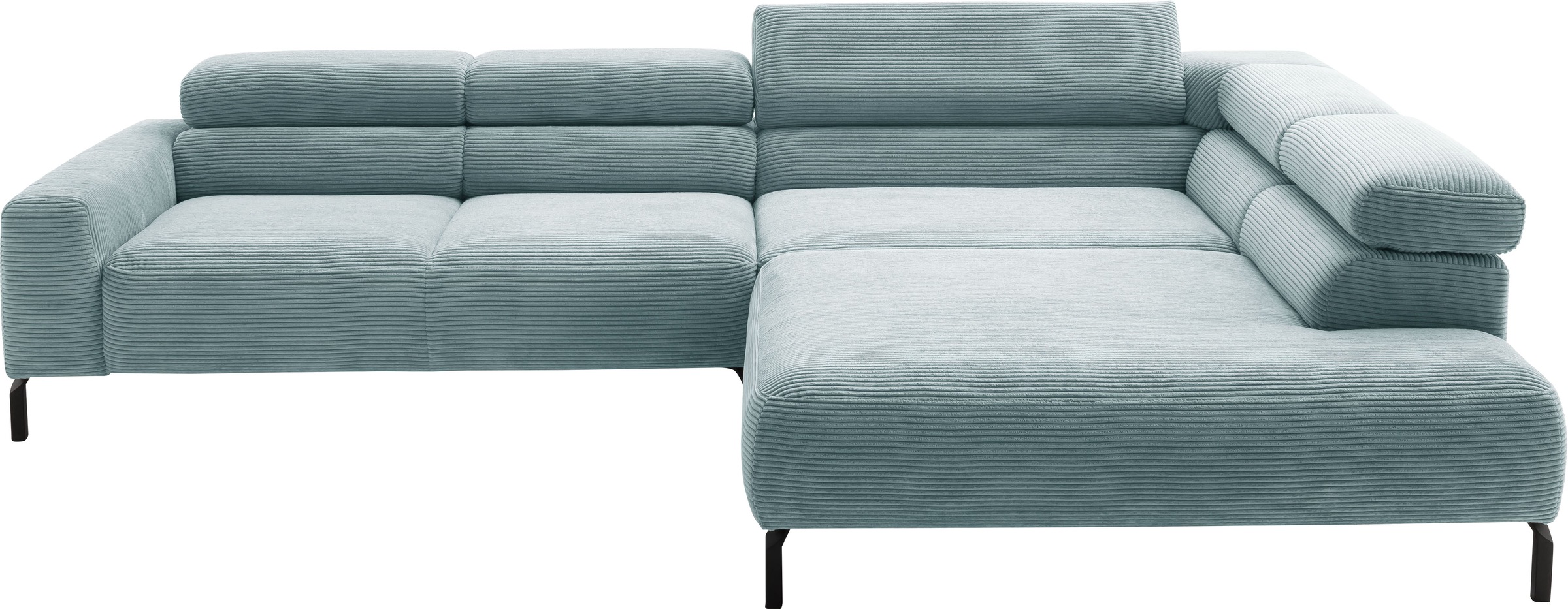 Places of Style Ecksofa »Antonelli, L-Form, inkl. Kopfteilverstellung, Breite 312 cm«, ohne Sitztiefenverstellung, in Cord, bleu