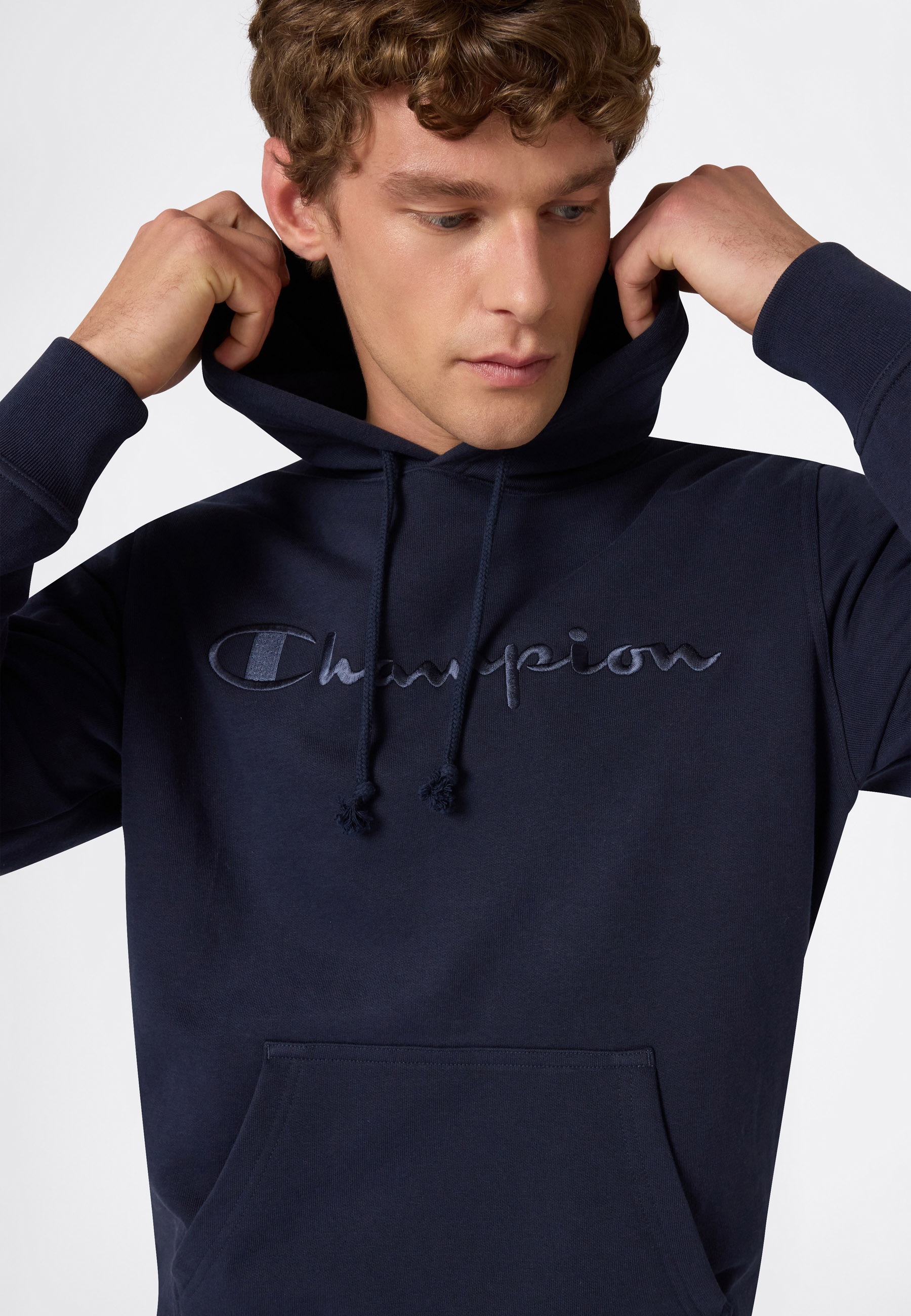 Kapuzensweatshirt CHAMPION "ICONS TONAL Terry Hoodie with Big Logo", Herren, Gr. XXL, nny, Obermaterial: 70% Baumwolle, 30% Polyester, Sweatshirts, für sportliche Aktivitäten, sportlicher Stil, mit Kapuze 2