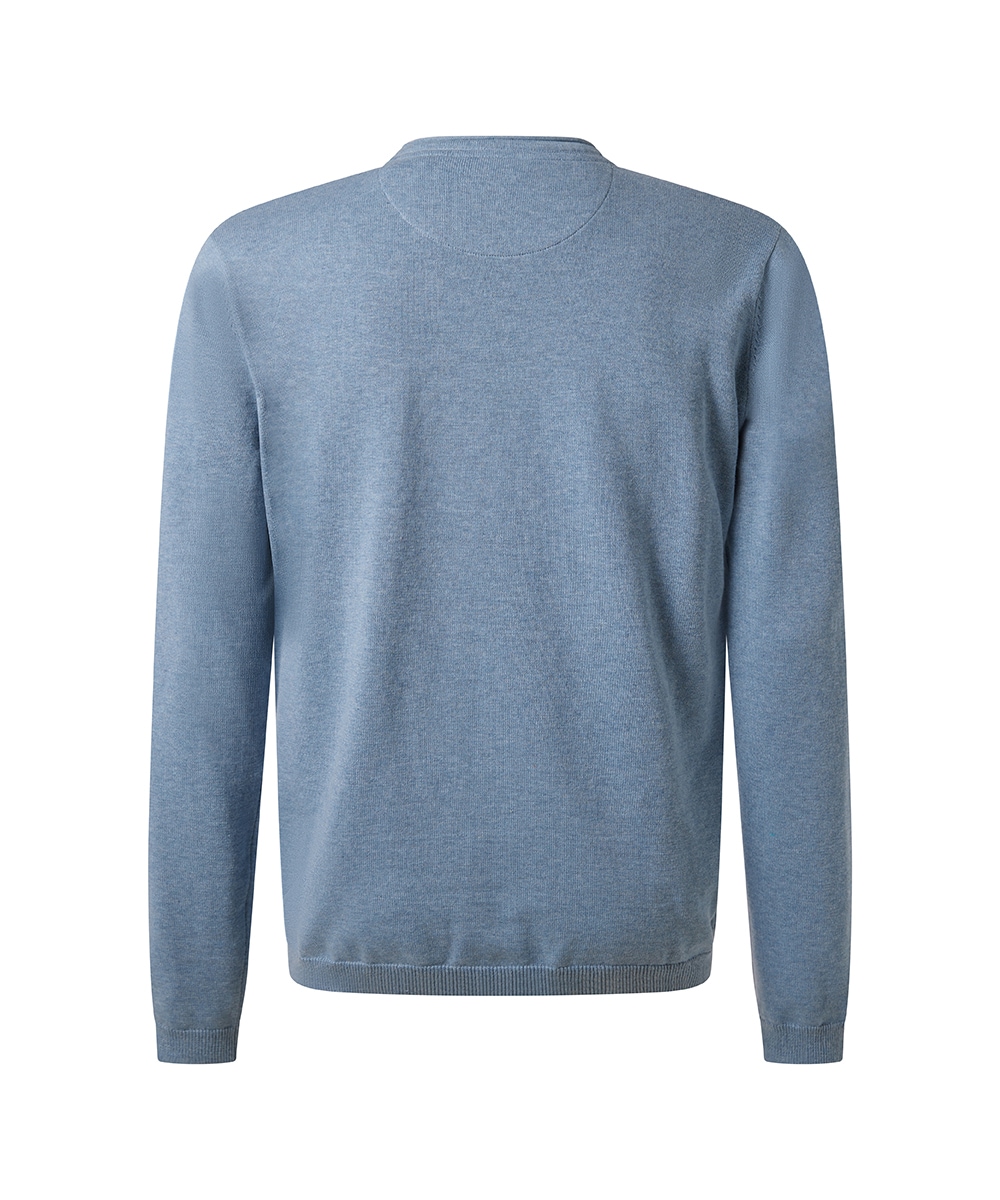 Pioneer Authentic Jeans Rundhalspullover, Ausschnitt mit Rollkante, Außennähte