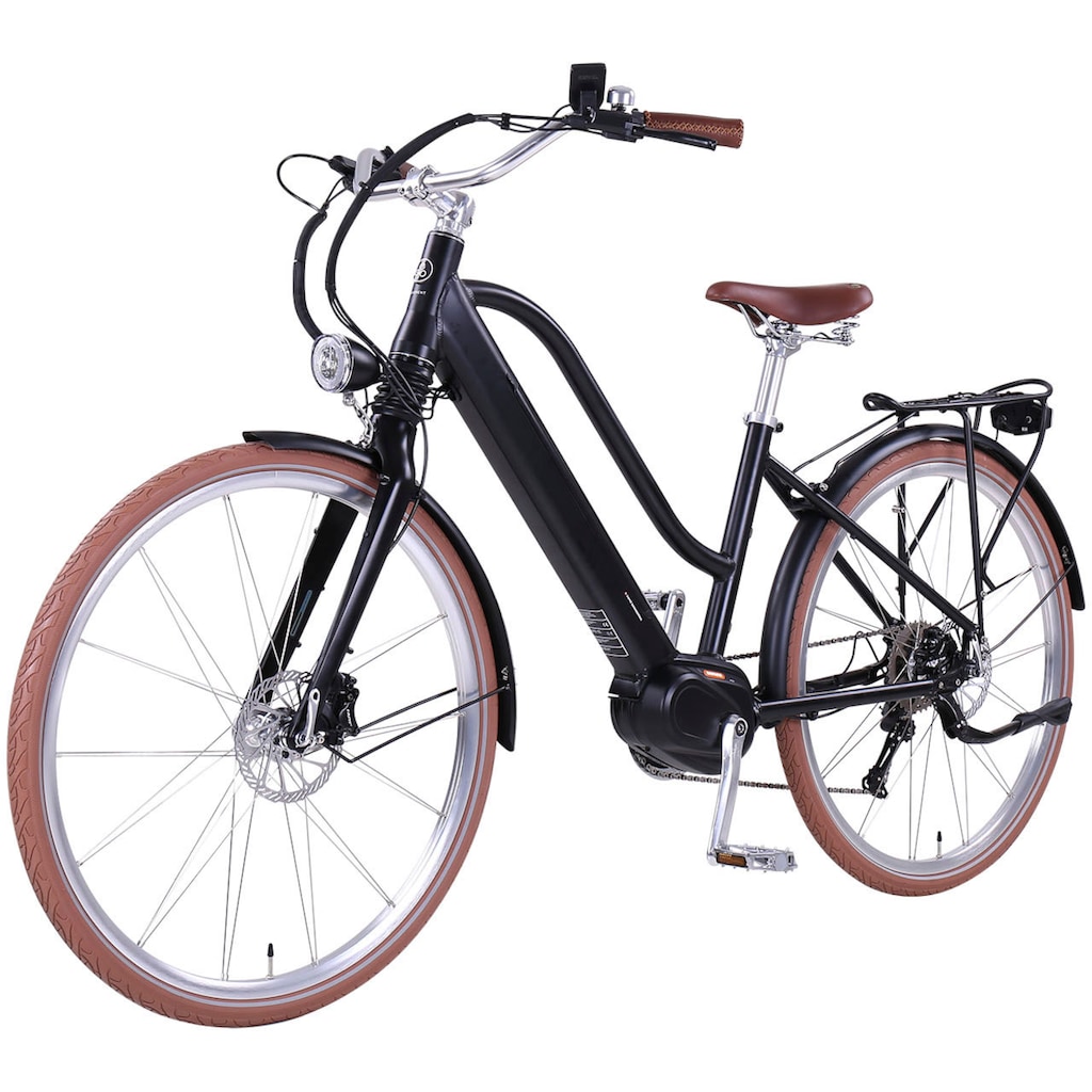 eGO Movement E-Bike »Classic 25 Cleopatra Trapez 45 cm Schwarz 28"«, 10 Gang, Shimano, Deore, Mittelmotor 250 W