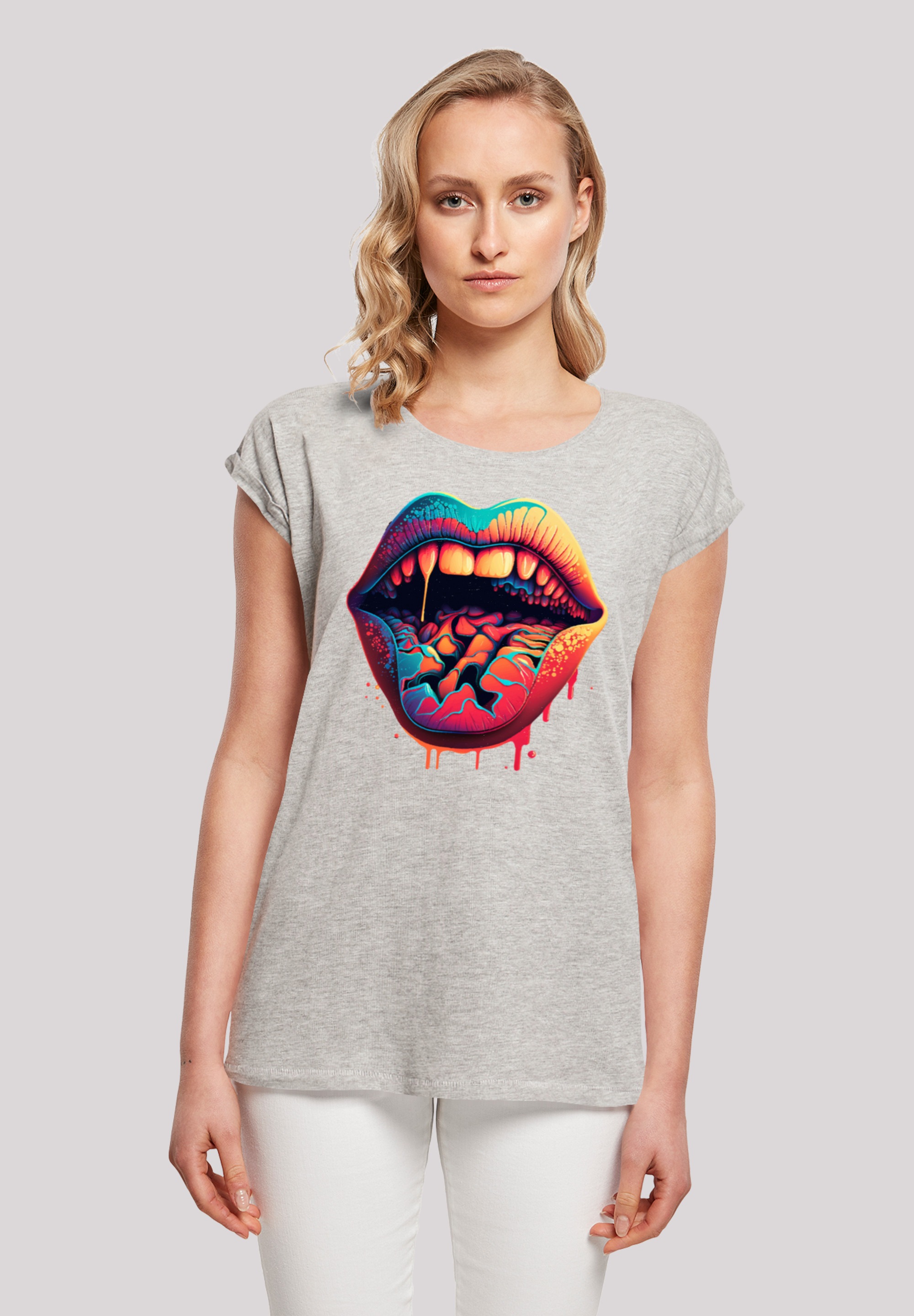 F4NT4STIC T-Shirt "Drooling Lips SHORT SLEEVE TEE", Print