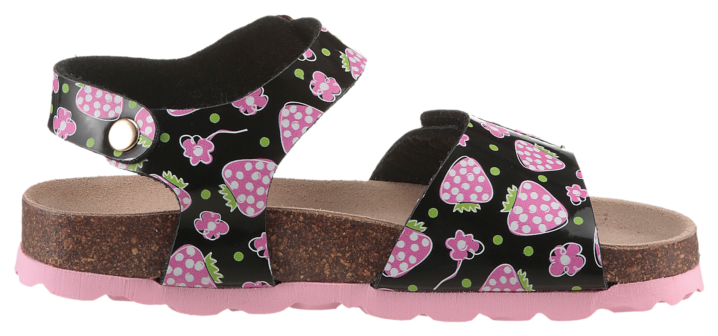 KIDSWORLD Riemchensandale, Sommerschuh, Sandalette, Strandschuh, Urlaubschuh mit Erdbeeren-Motiv