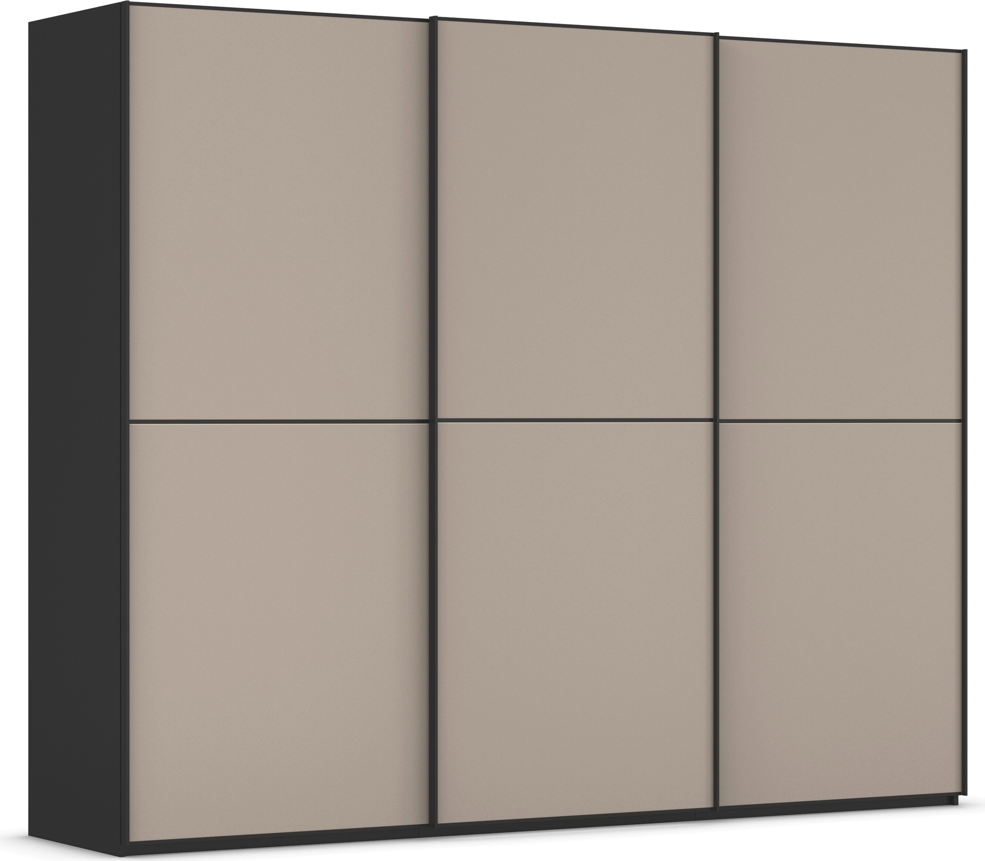 rauch Schwebetürenschrank "Kleiderschrank Schrank Garderobe Schlafzimmerschrank SCALE-DUO" edle zweigeteilte Türen Glas-Front mit 3 Zierleisten MADE IN GERMANY