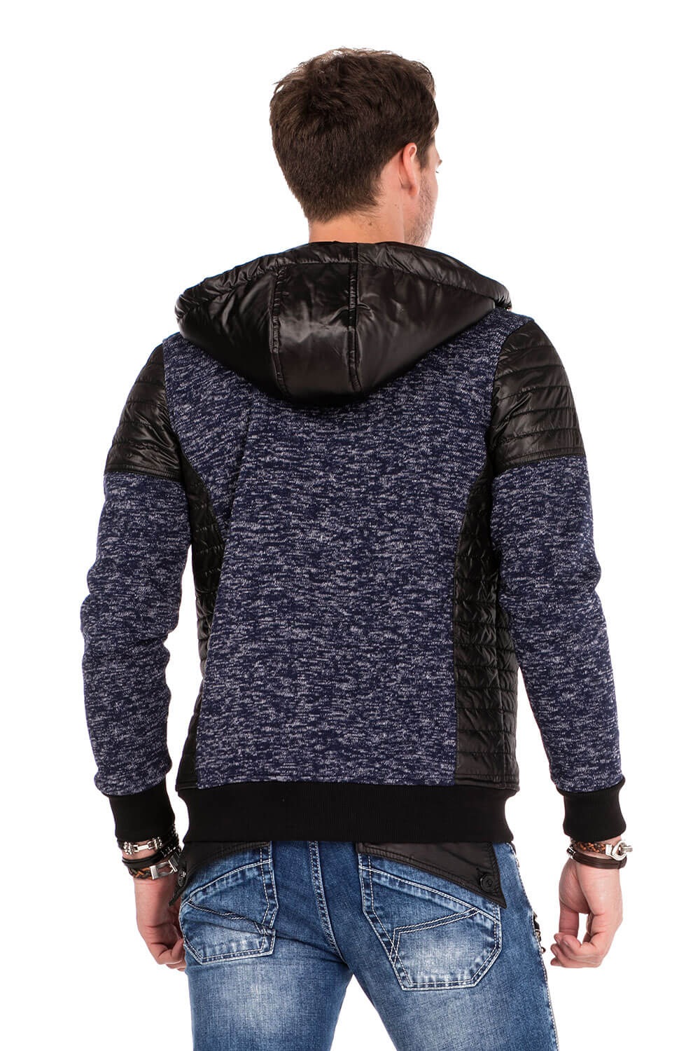 Cipo & Baxx Strickjacke, mit Leder Highlights