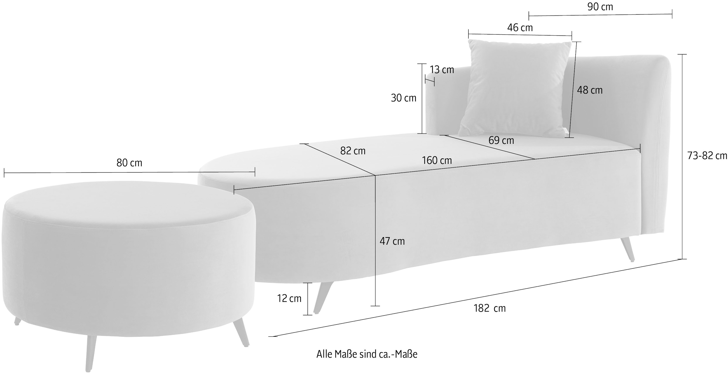 andas Recamiere »Hulby«, wahlweise mit und ohne Hocker und Armlehne links oder rechts