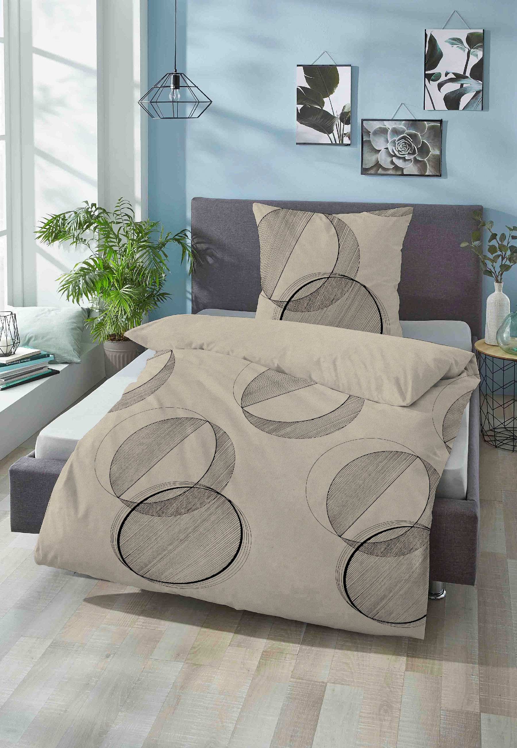 Biberna Bettwäsche »Circle«, kuschelig warm, weich, Melange, 100% Baumwolle, made in Germany