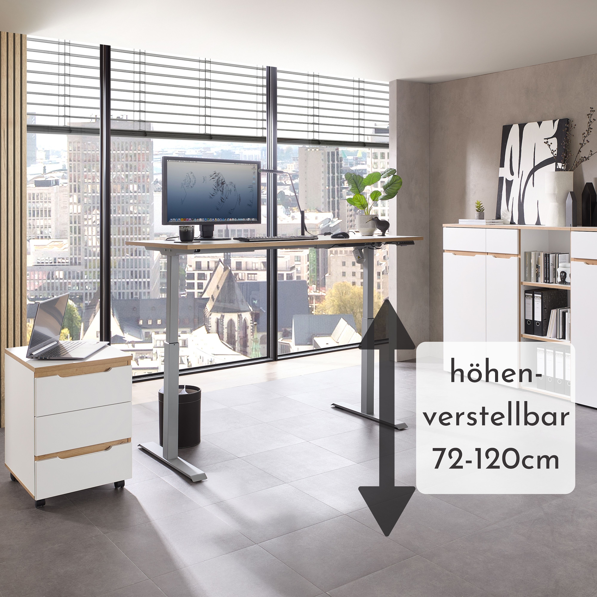 Innostyle Schreibtisch »Memphis Schreibtisch, 160x72x77cm (B/H/T)« 1 Stk. tlg. Soft Touch Oberfläche, Füße justierbar, Memory Funktion