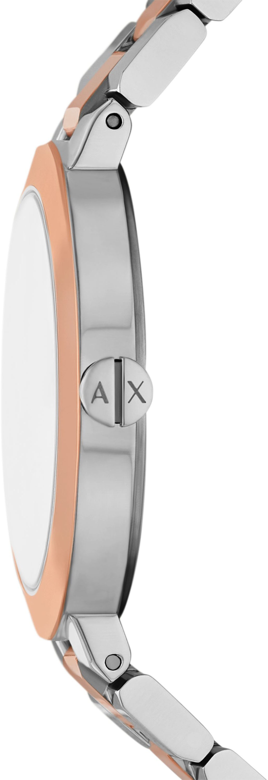 ARMANI EXCHANGE Quarzuhr, Armbanduhr, Damenuhr, Edelstahlarmband, analog, Glassteine