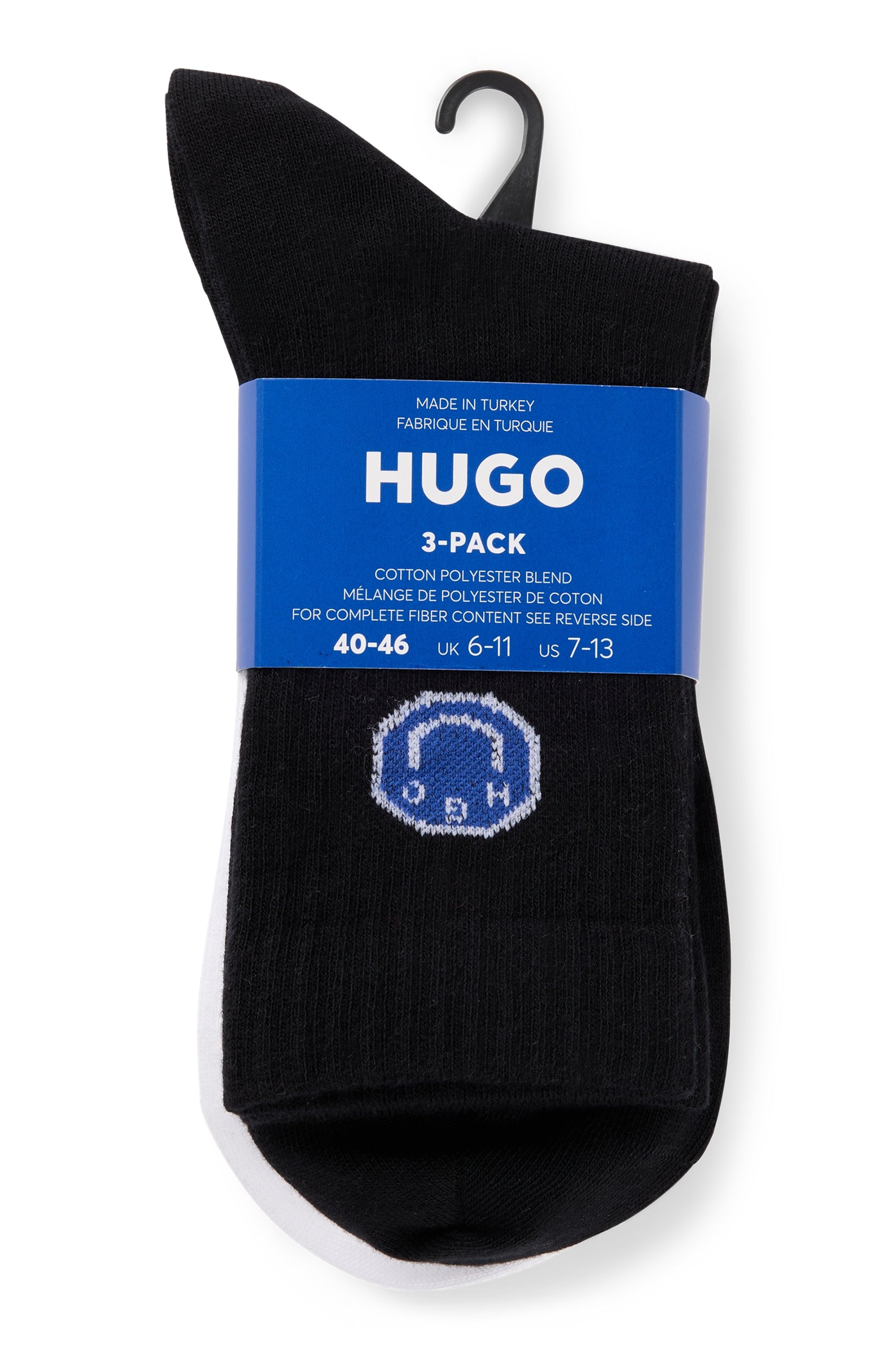 HUGO Blue Socken »3P QS BLUE DESIGN«, (Packung, 3 Paar), mit Branding UNISEX Sportsocken