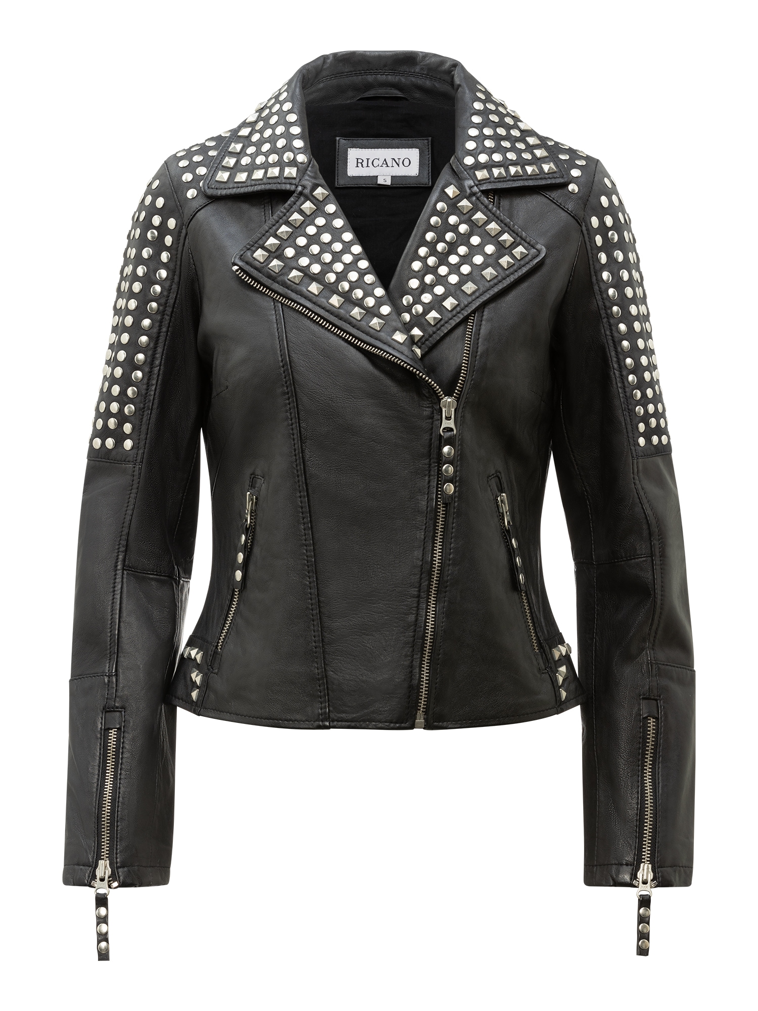 RICANO Bikerjacke »Lederjacke studd« ohne Kapuze Handgefertigt aus echtem Leder