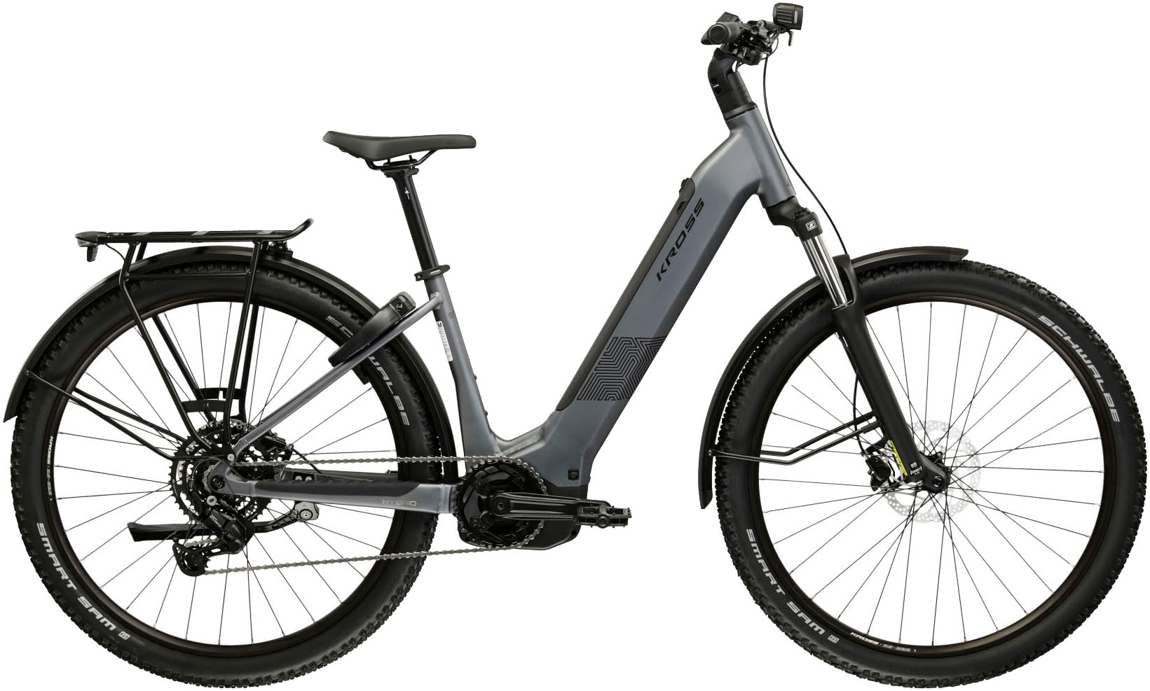 Kross "Influx Hybrid SUV 2.0 16,7Ah / BOSCH 600 Wh 29" grau 9 Gänge 2026" 9 Gang Shimano CUES U4000 Schaltwerk Kettenschaltung Mittelmotor 250 W BOSCH PERFORMANCE LINE PX 36 V/250 W, Mittelmotor