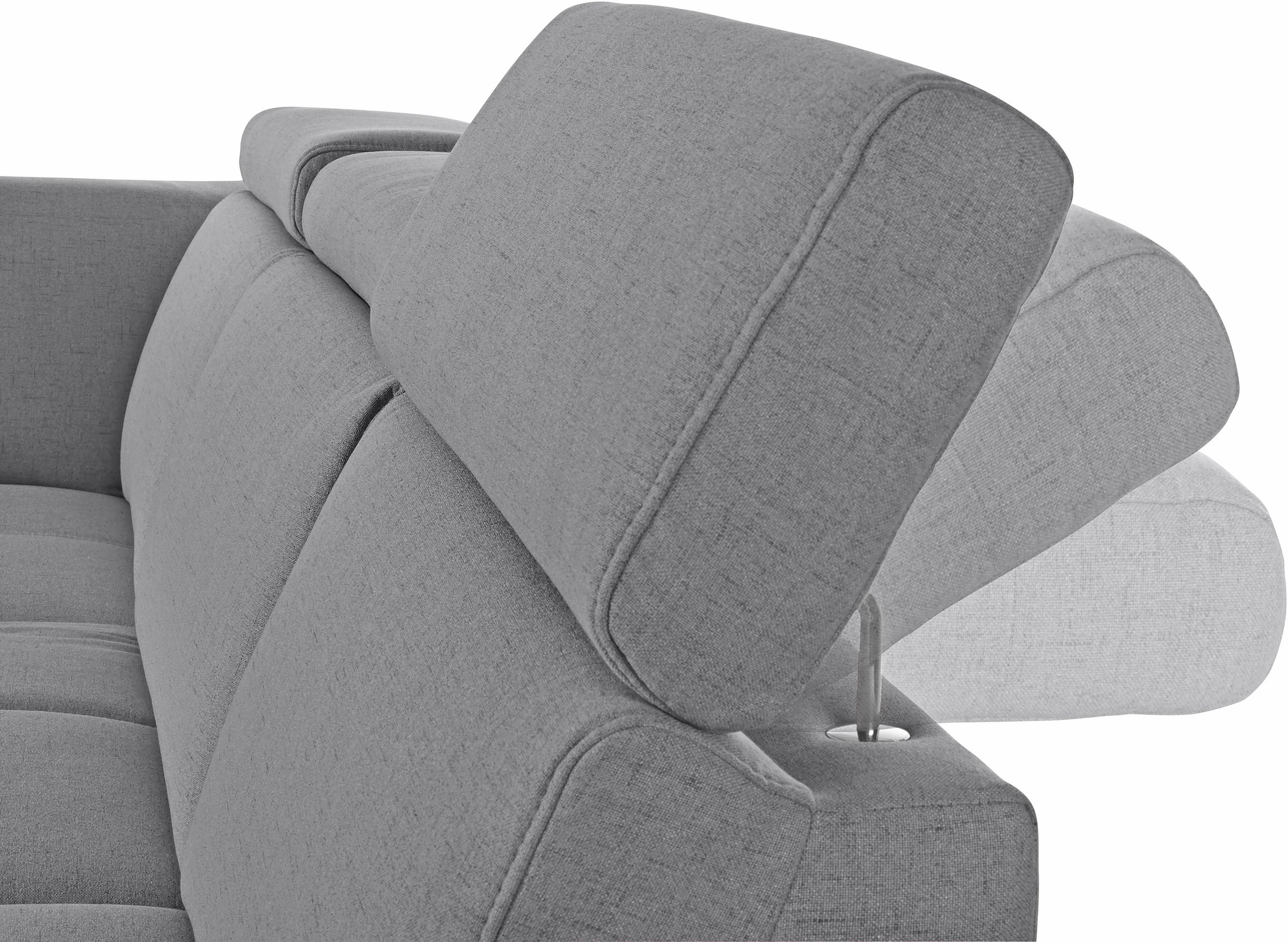 DOMO collection Ecksofa »Ava, moderne Sitzheftung mit toller Doppelnaht, komfortabel, L-Form«, mit Ottomane, inkl. Federkern, wahlweise mit Kopfteilverstellungen