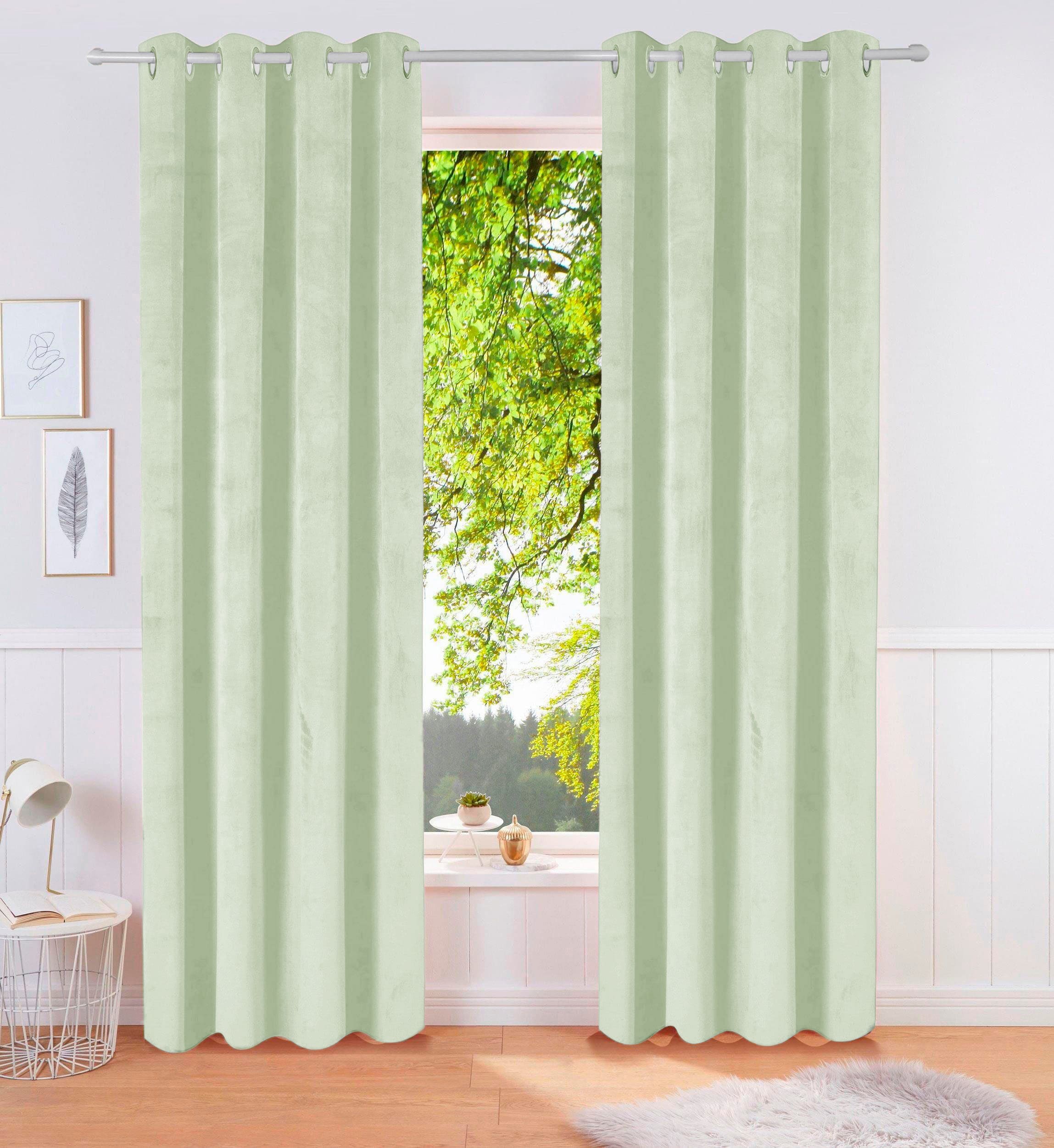 OTTO home Vorhang "Velvet Uni" Ösen 2 Stk. tlg. Blickdichter Samt, 2-er Set, edel, Gardine, multifunktional