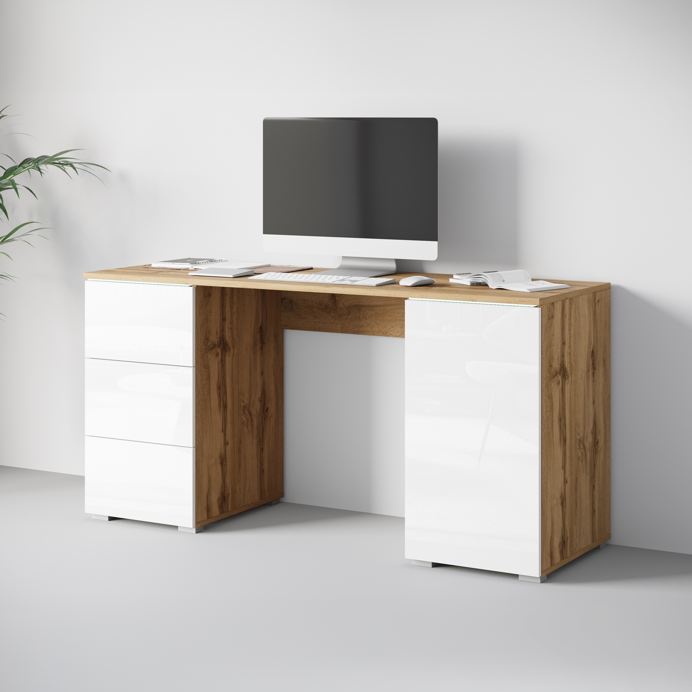 Home affaire Schreibtisch "Vera, Computertisch mit LED-Beleuchtung" 1 Stk. günstig online kaufen