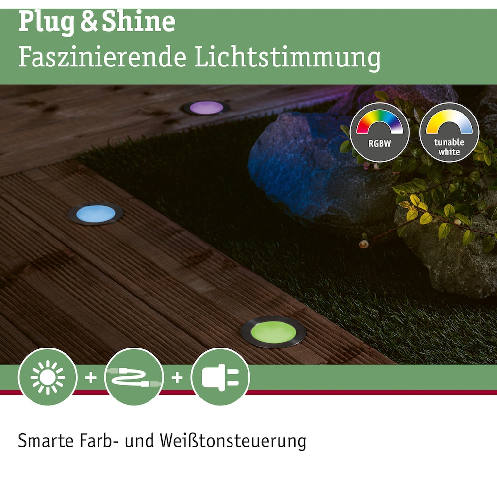Paulmann LED Gartenleuchte »Outdoor Plug & Shine Einbauleuchte Floor RGBW IP67 ZigBee«, 1 flammig-flammig