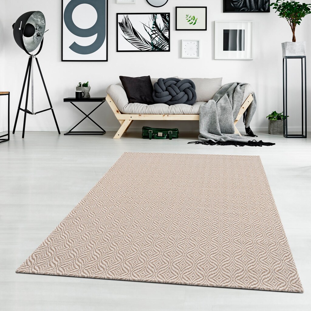 Carpet City Teppich »Cotton«, rechteckig, Flachgewebe, 100% Baumwolle, Rauten-Optik, Pflegeleicht