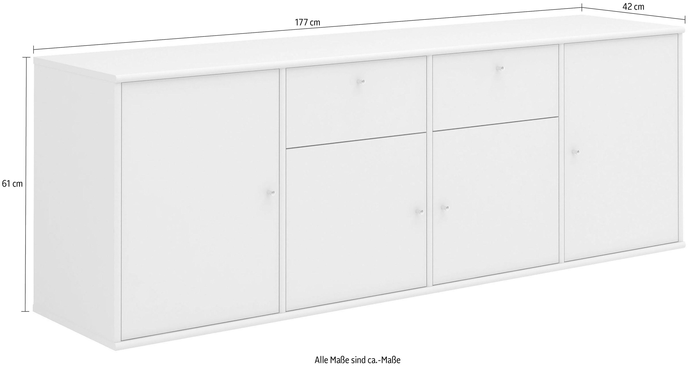 Hammel Furniture Sideboard »Mistral, Hochwertig Schrank, hängend/stehend montierbar«, mit Türen und Schubladen, B: 177 cm, anpassungsbar Designmöbel