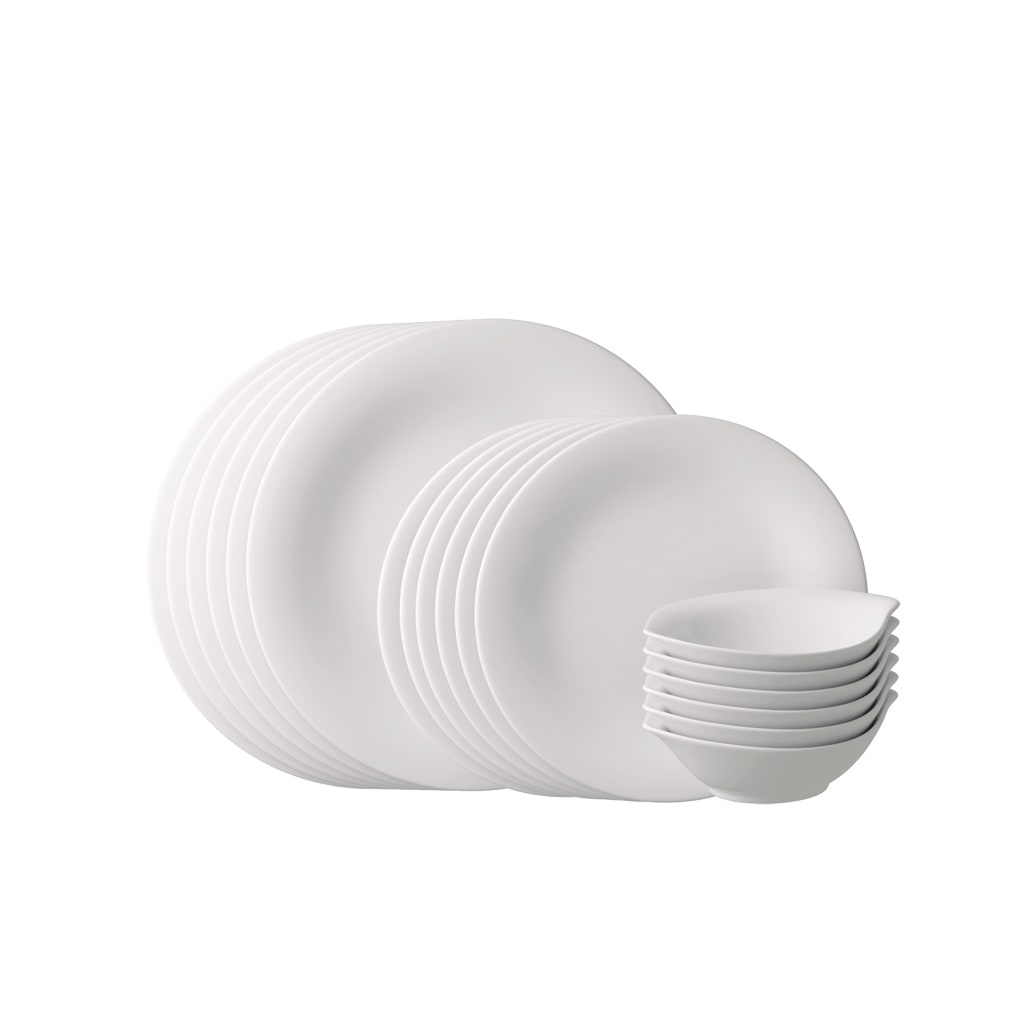 vivo Villeroy & Boch Group Geschirr-Set "Essential White", (Set, 18 tlg., 6x Speiseteller 27cm, 6x Frühstücksteller 22cm