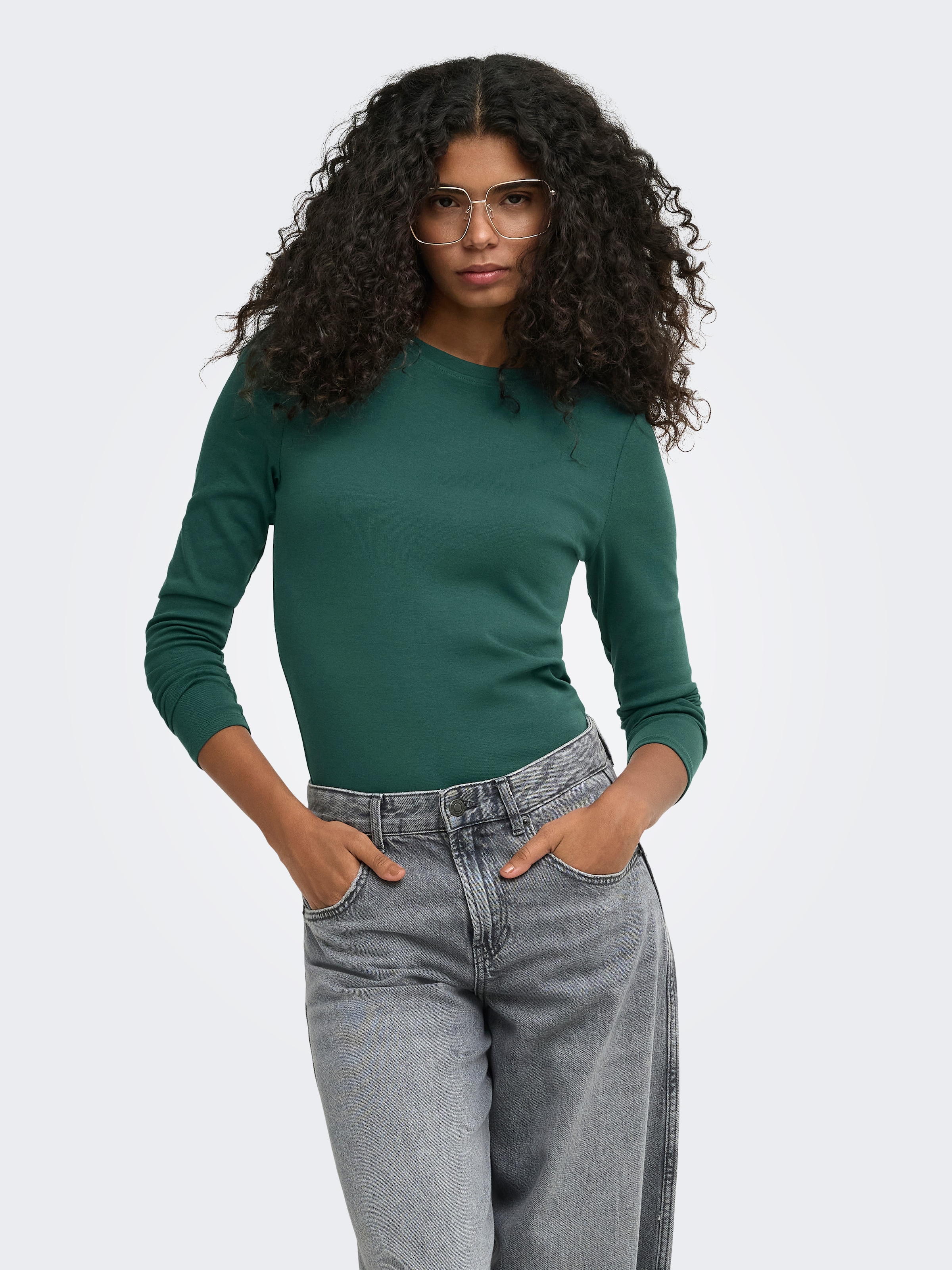 ONLY 1100000002199 "ONLRILEY O-NECK L/S TOP JRS" Baumwollmischung