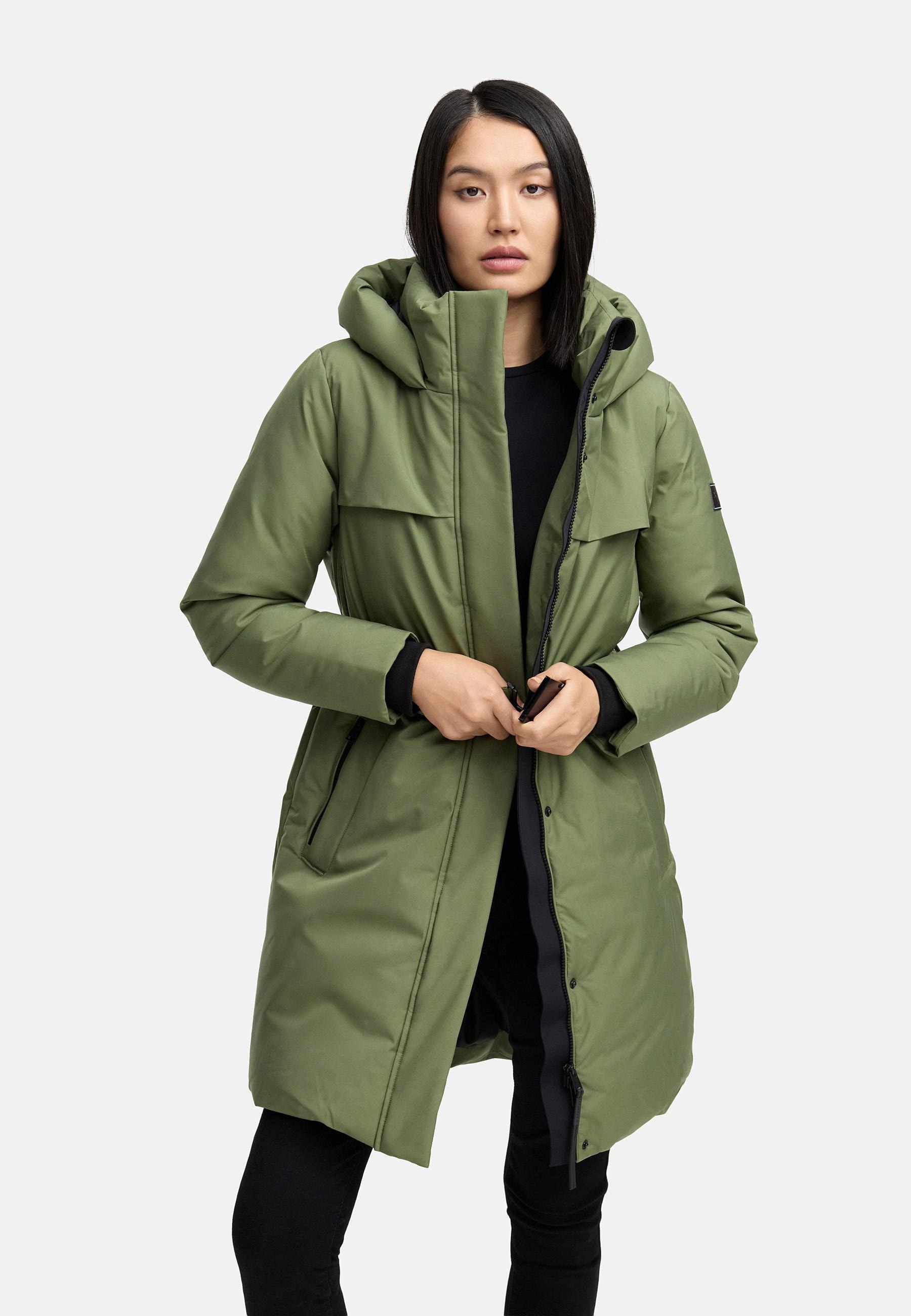 Navahoo Wintermantel »Gipfelspass XIV« Warmer Winterparka mit Taillengürtel