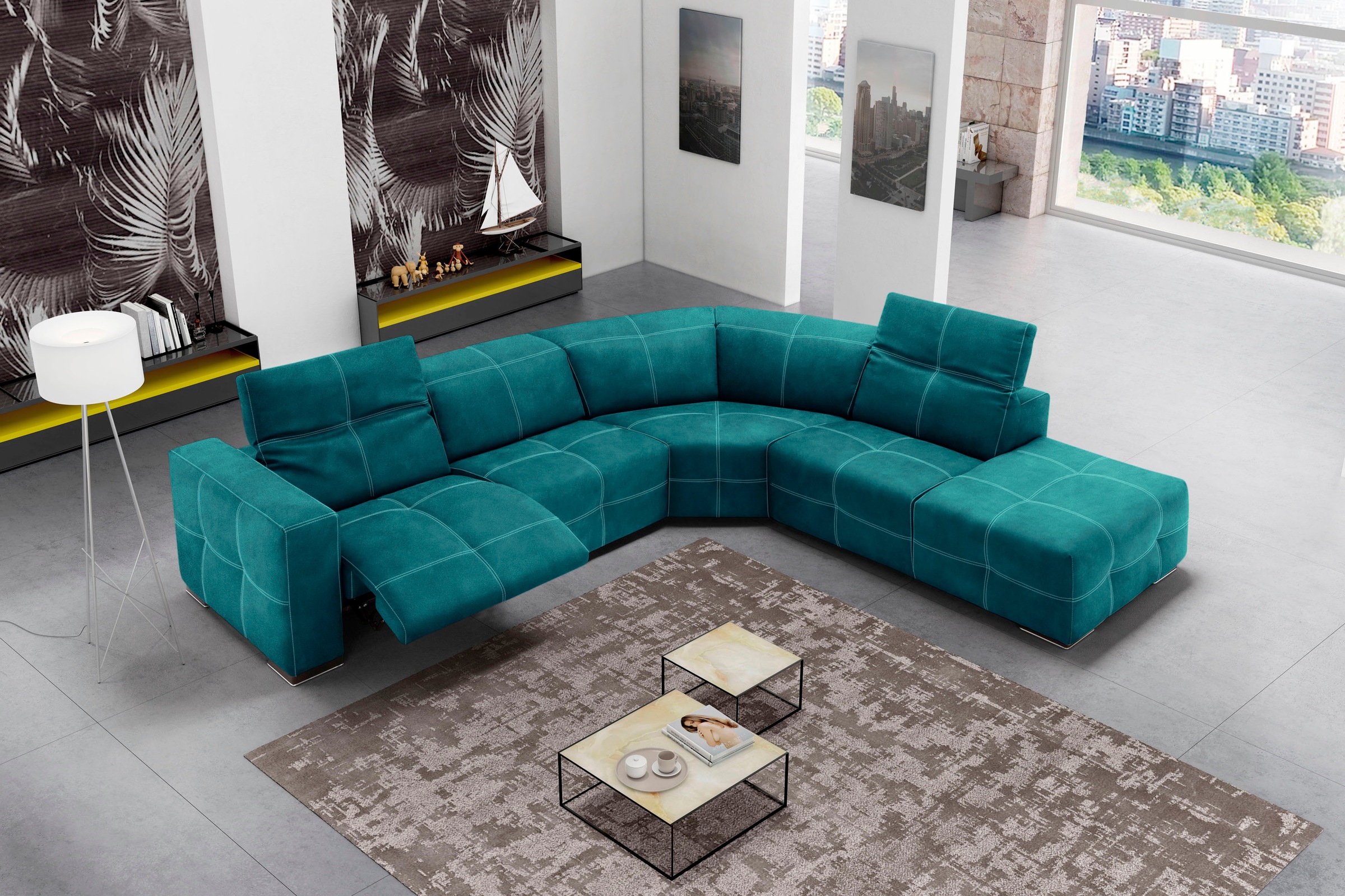 Egoitaliano Ecksofa »Sauvanne, Designsofa der Extraklasse, elegant und bequem«, wahlweise mit elektrischer Relaxfunktion, Kopfteilverstellung