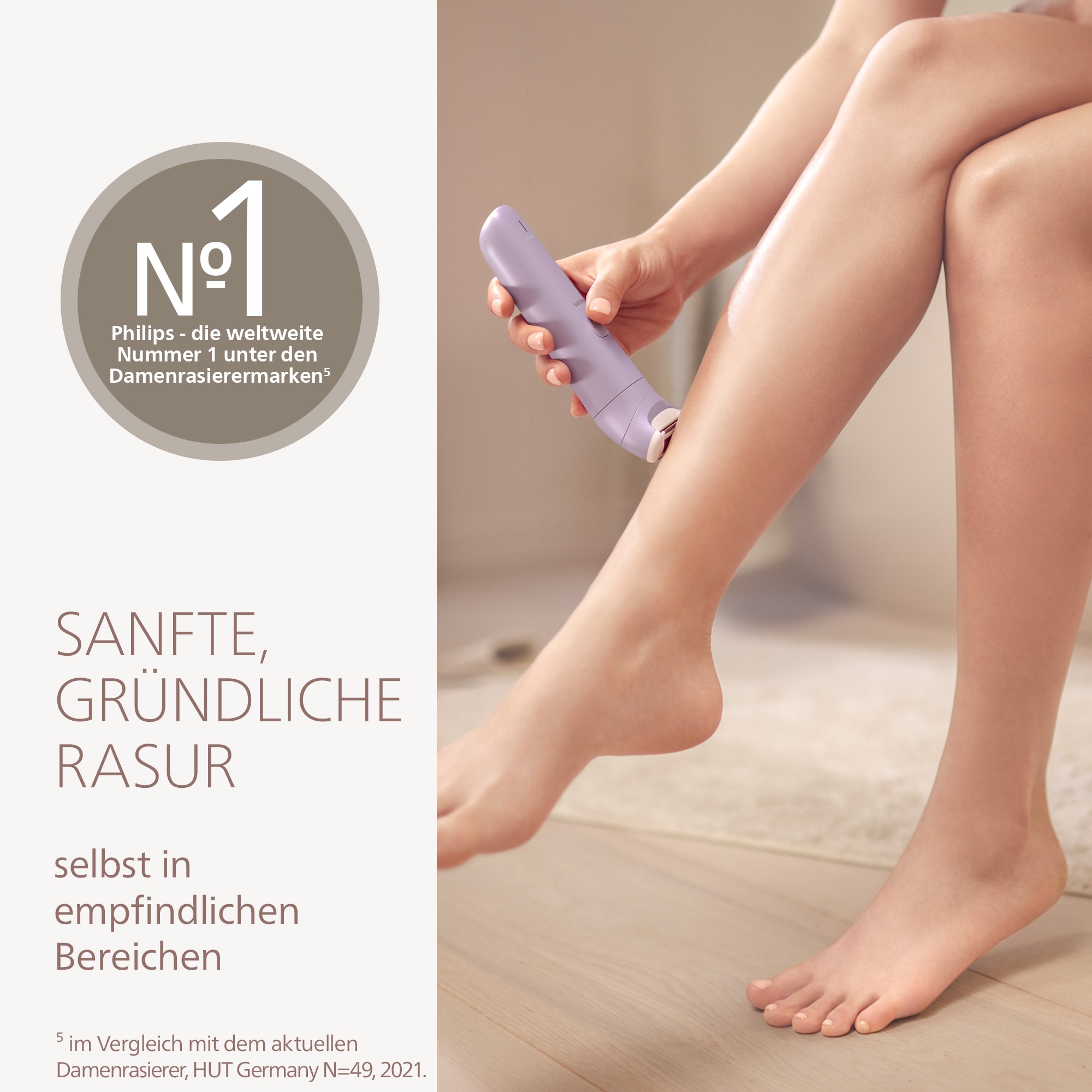 Philips Elektrorasierer »Lady Shaver Series 6000«, 3 St. Aufsätze, kabelloser Rasierer, nass und trocken, inkl. Trimmeraufsatz