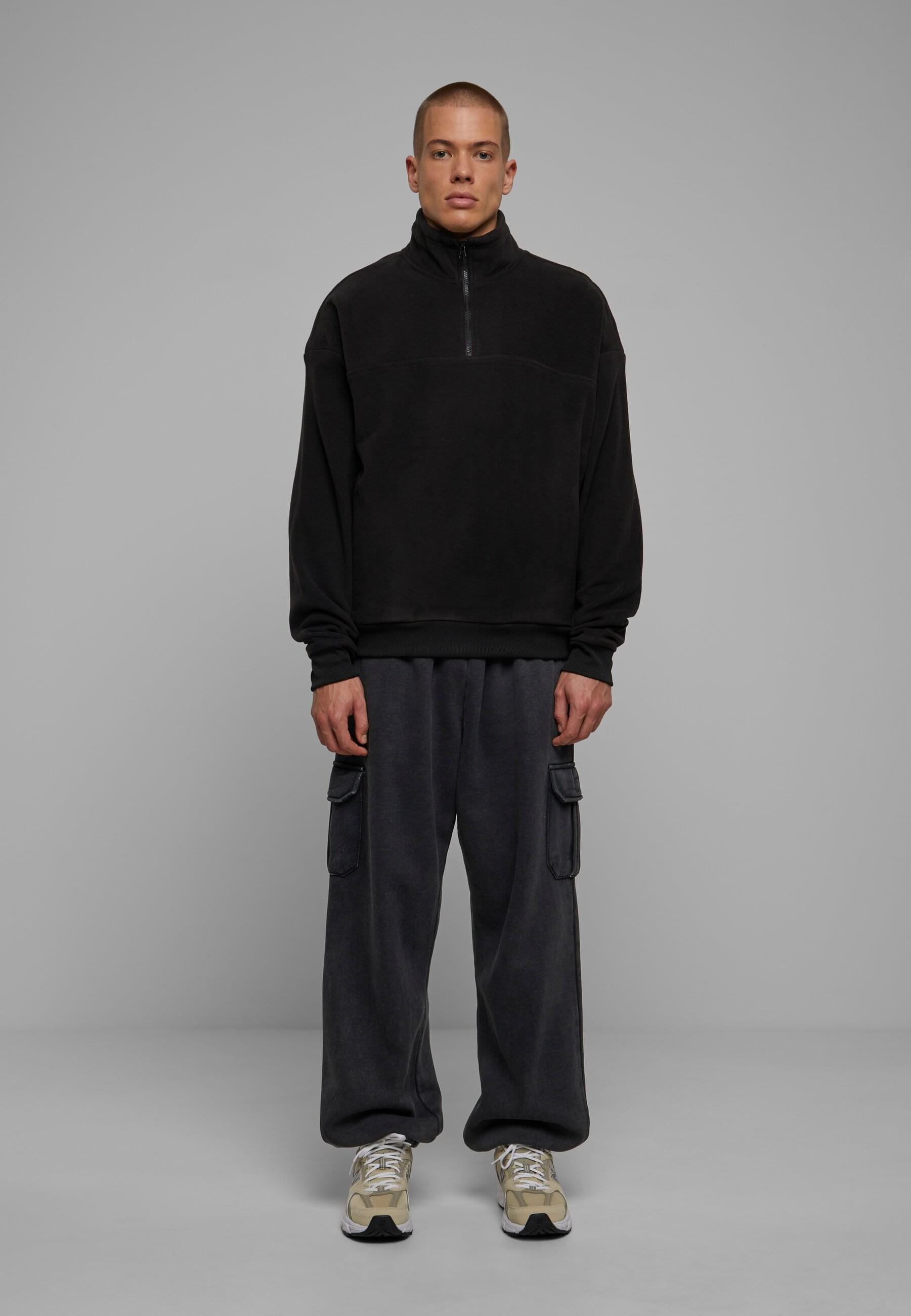 URBAN CLASSICS Rundhalspullover »Urban Classics Herren Basic Polar Fleece Troyer«, (1 tlg.)