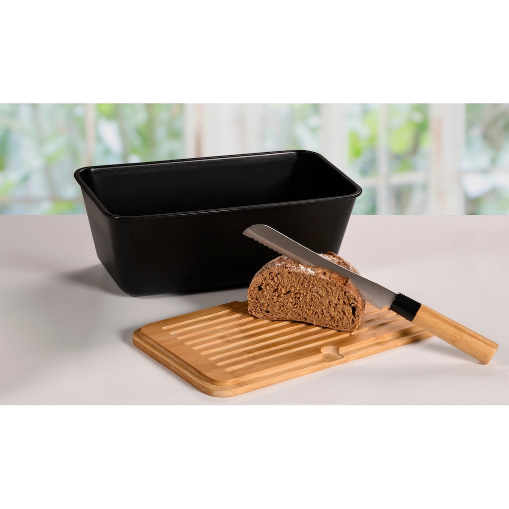 KESPER for kitchen & home Brotkasten »Brotbox mit Bambusdeckel«, (2 tlg.), mit abnehmbaren Deckel mit Schneidefläche