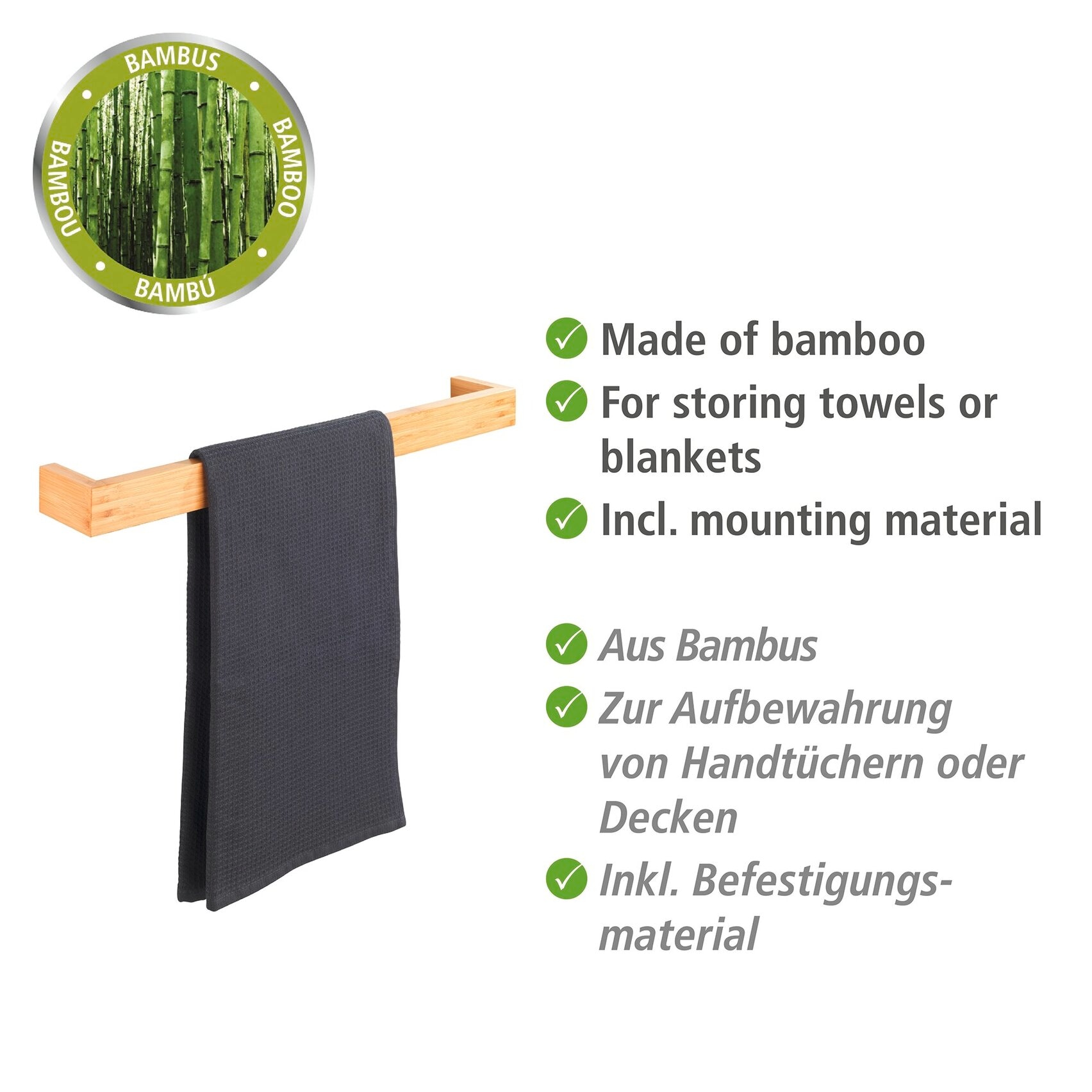 WENKO Handtuchhalter »Bambusa« BxTxH: 60x5x9 cm