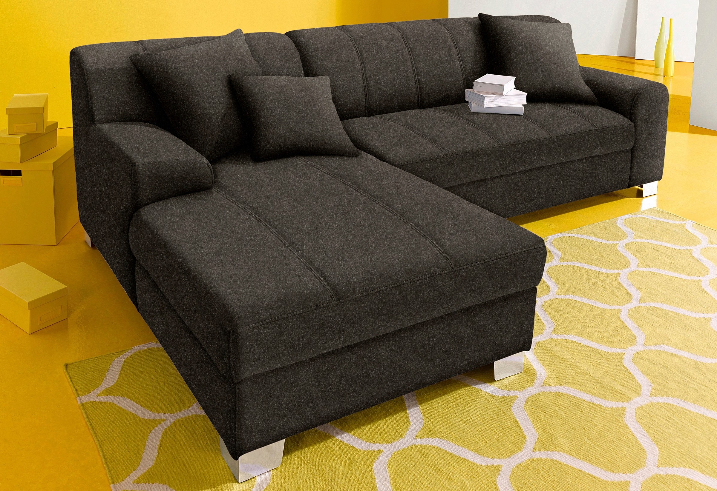 DOMO collection Ecksofa "TURAH 239x152 cm, inkl. Zierkissen, moderne Steppung" wahlw. mit Bettfunktion, L-Form, Unser Dauertiefpreis