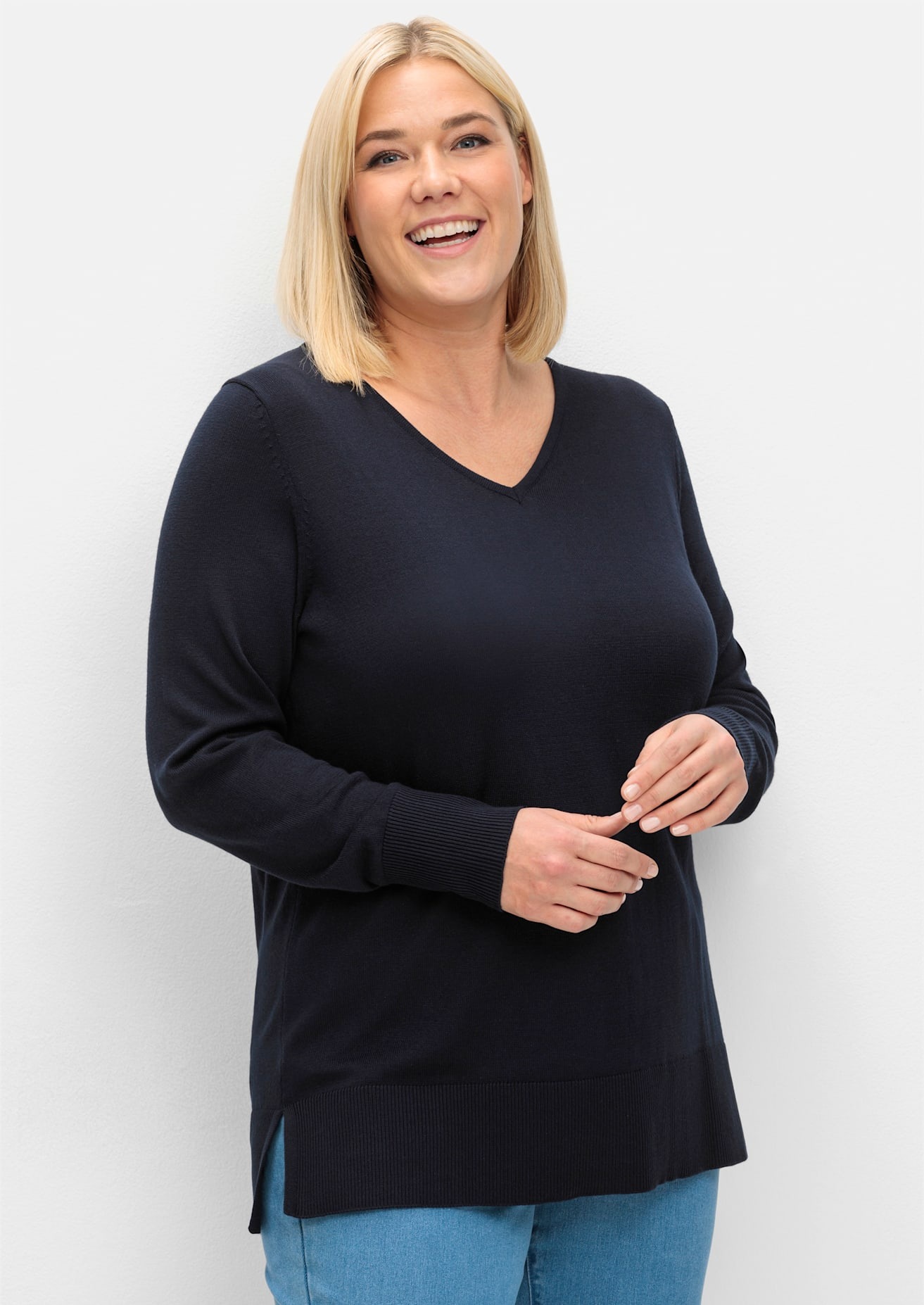Sheego V-Ausschnitt-Pullover "V-Ausschnitt-Pullover" günstig online kaufen