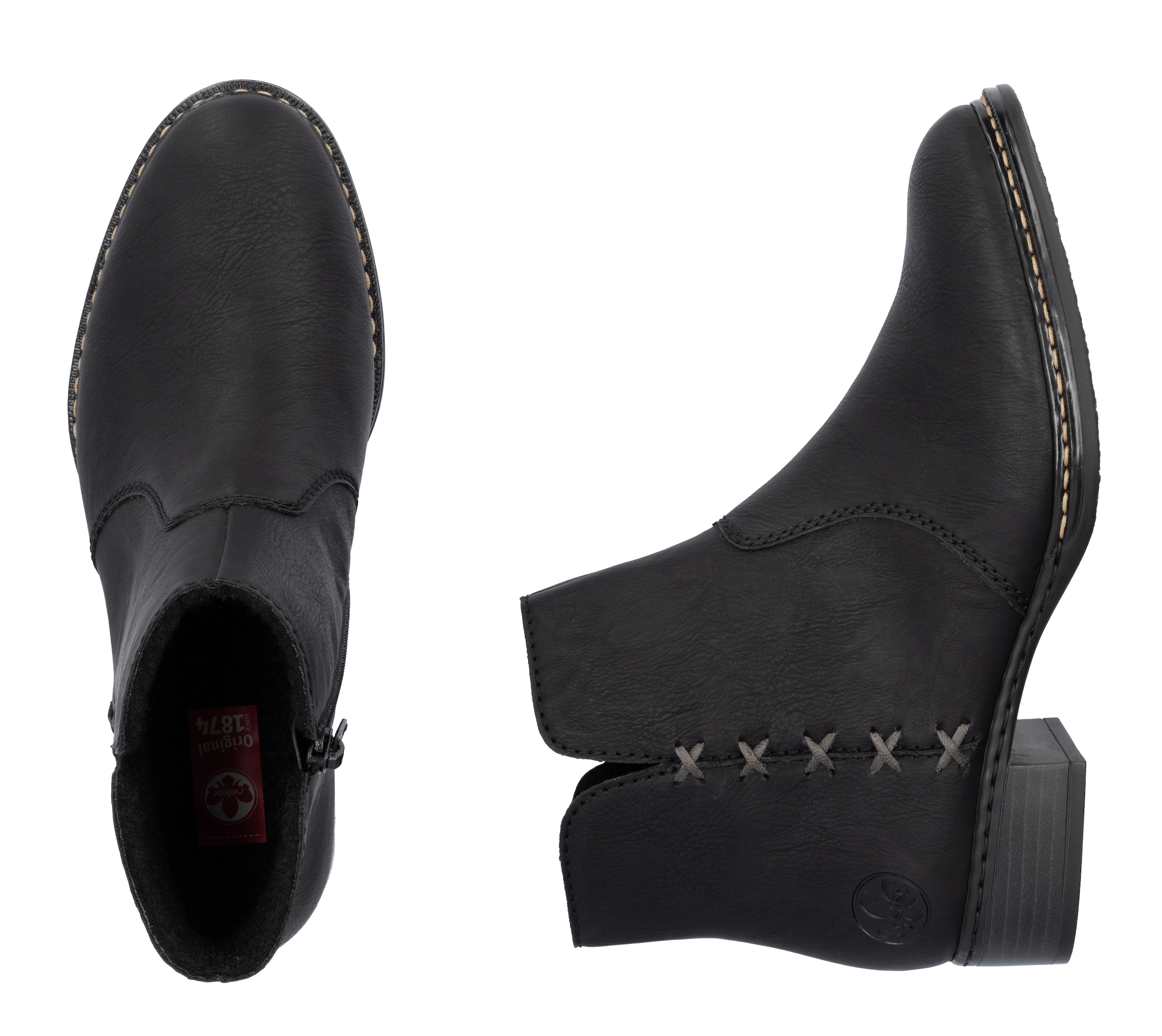 Rieker Stiefelette, Reißverschluss-Stiefelette, Ankelboots mit Blockabsatz