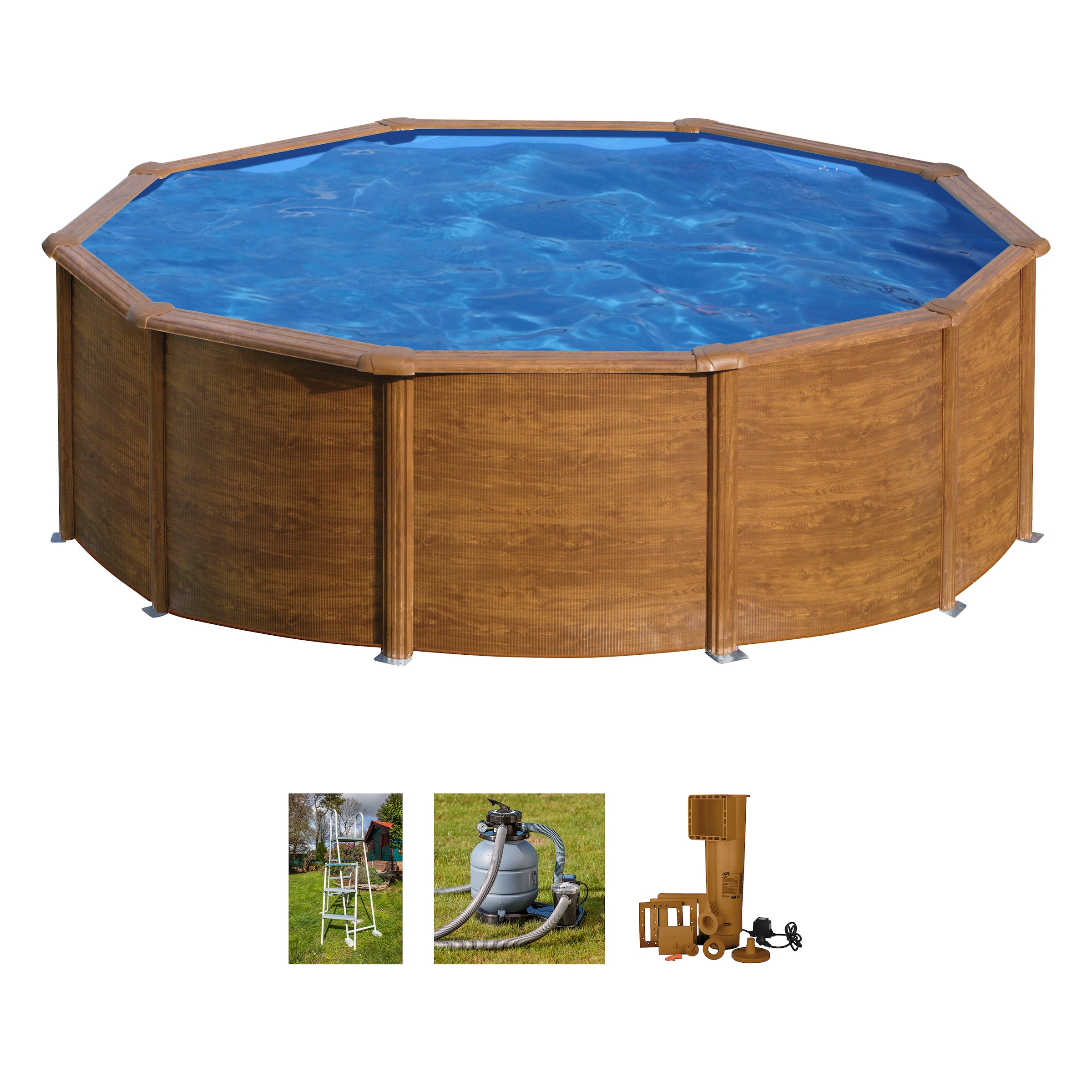 Rundpool GRE, H:120cm Ø:460cm, braun, Schwimmbecken, "SICILIA inkl. Zubehör", Höhe: 120 cm, in versch. Größen erhältlich