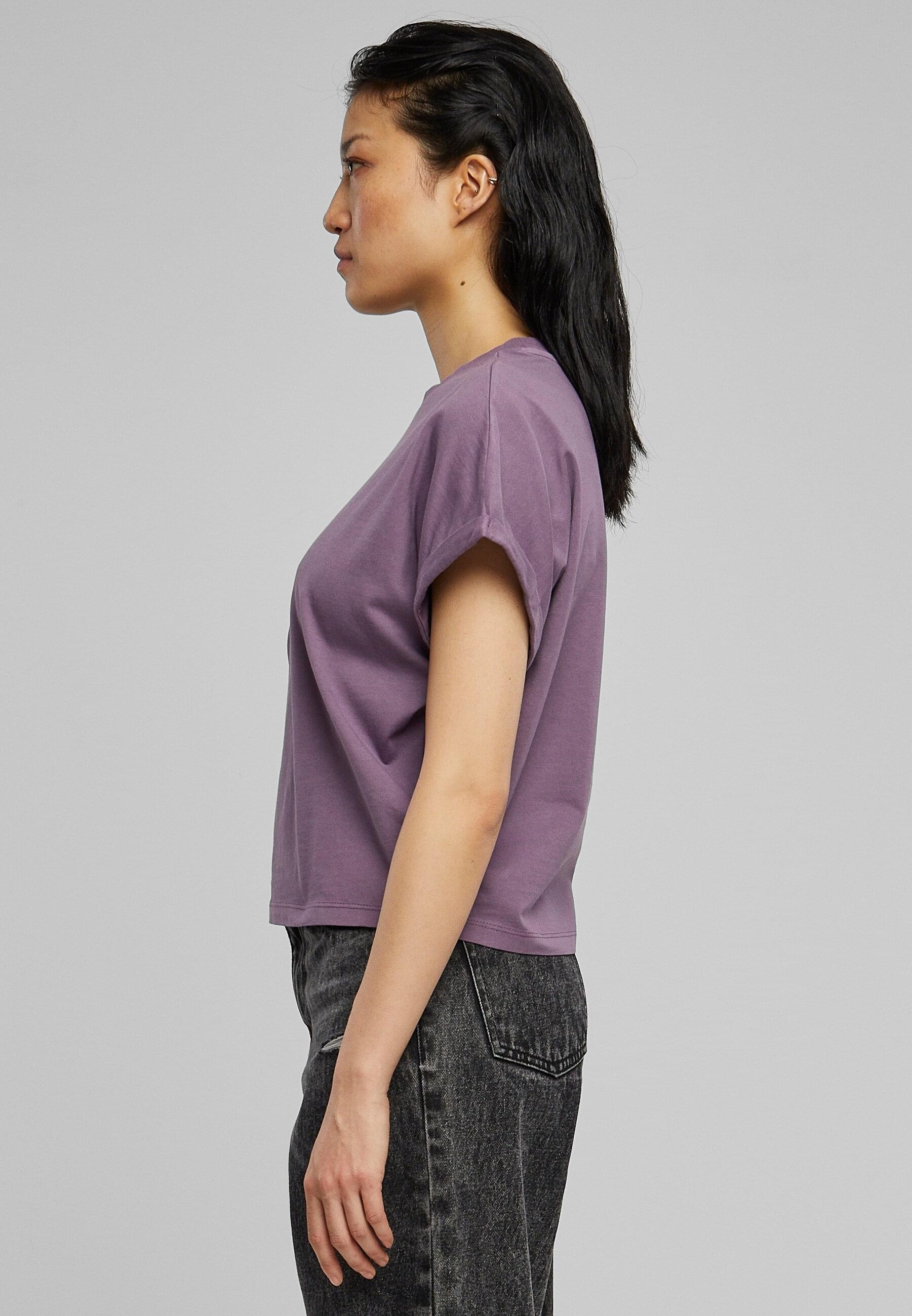 URBAN CLASSICS T-Shirt »Urban Classics Damen Ladies Short Pigment Dye Cut On Sleeve Tee«, (1 tlg.)