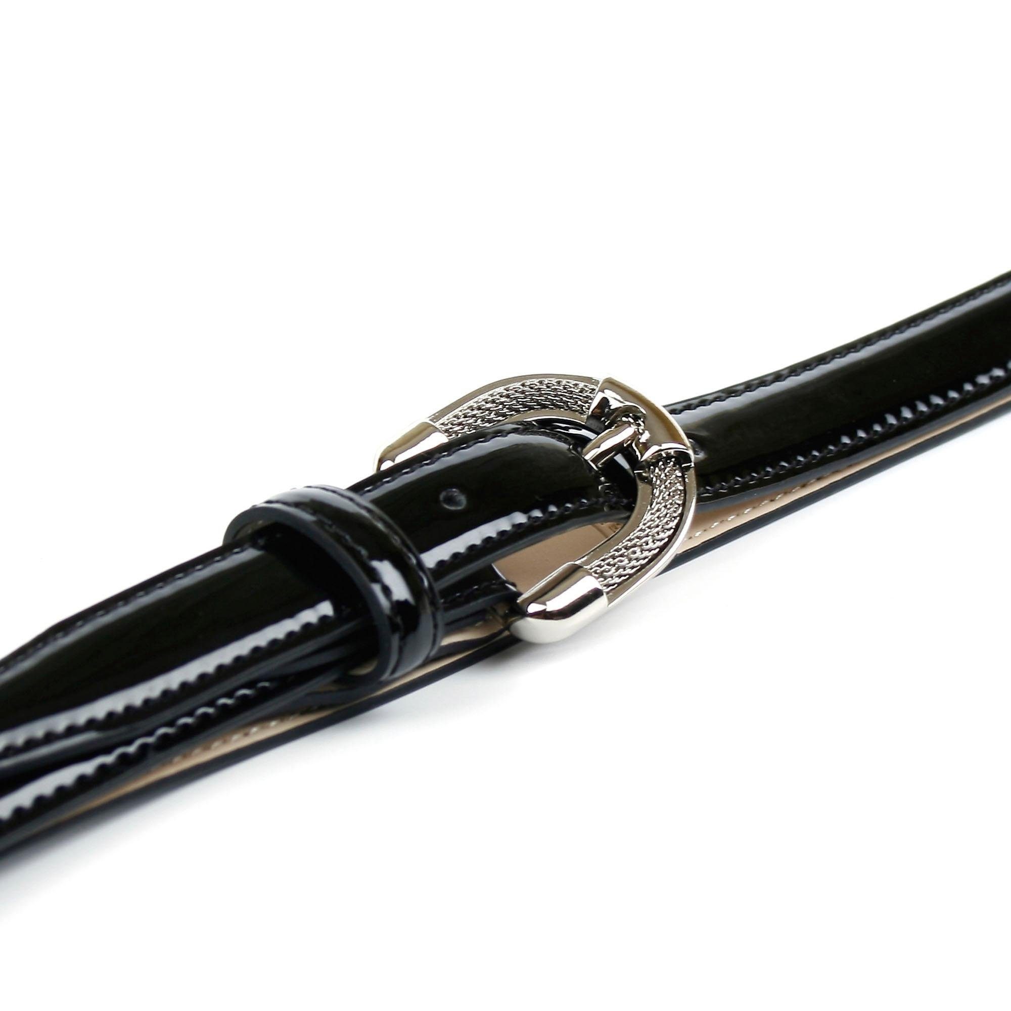 Anthoni Crown Ledergürtel, Schmaler Lackledergürtel, abgesteppte Ränder günstig online kaufen