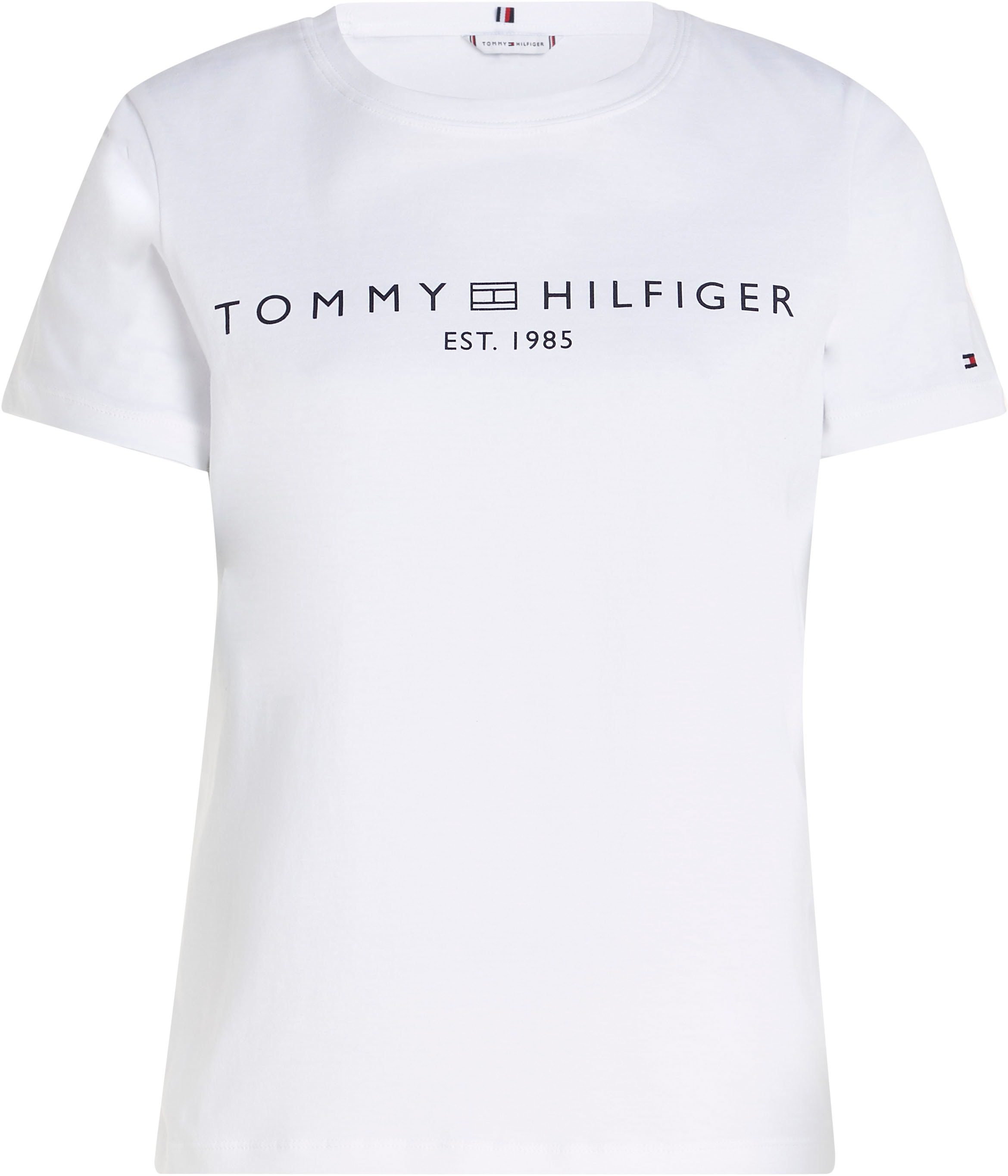 Tommy Hilfiger T-Shirt »REG CORP LOGO C-NK mit Logoschriftzug und Stickerei«, meliert, casual, regular fit, Baumwolle, Rundhals