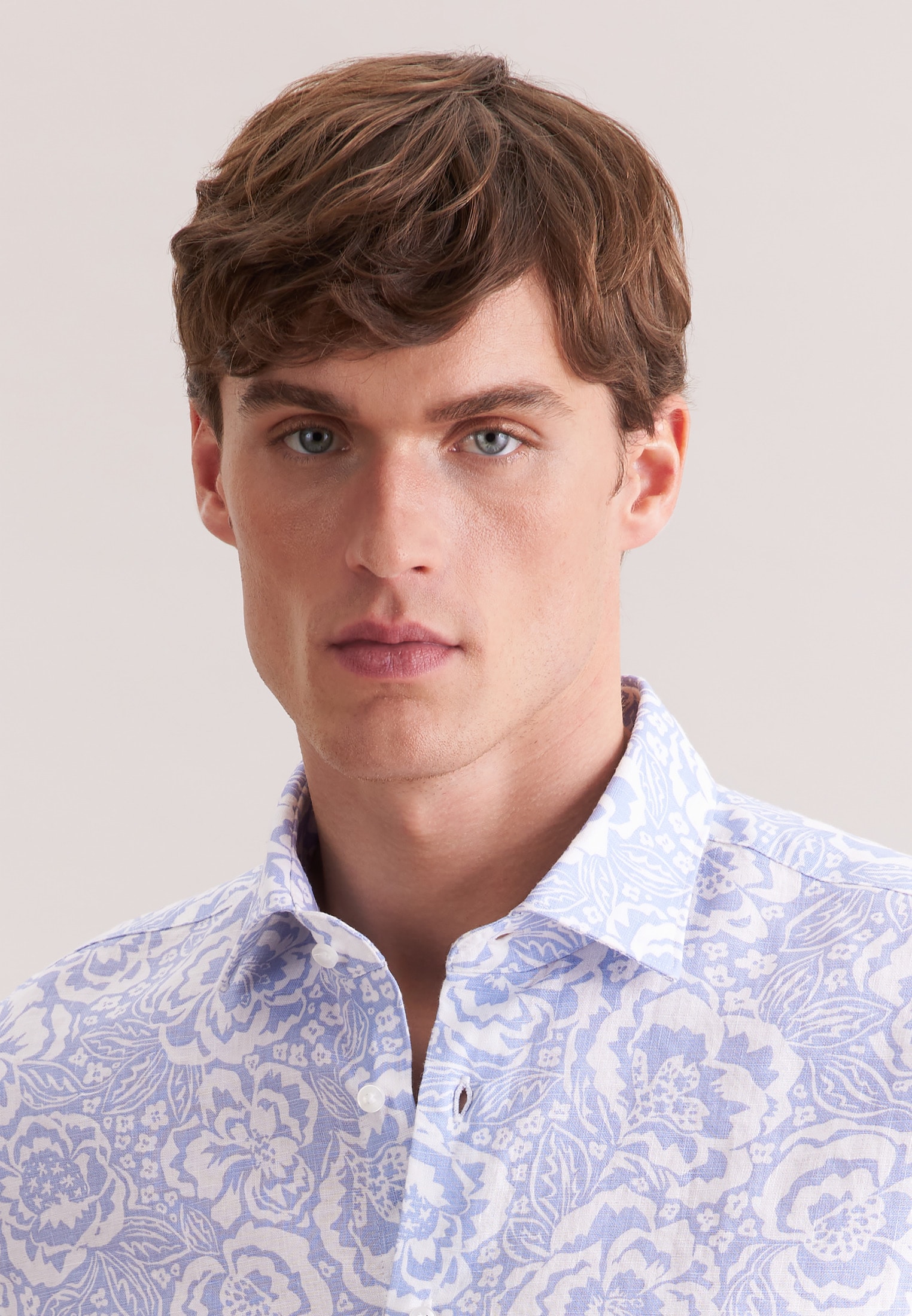 seidensticker Leinenhemd »Schwarze Rose« Shaped 1/1 Kentkragen Druck