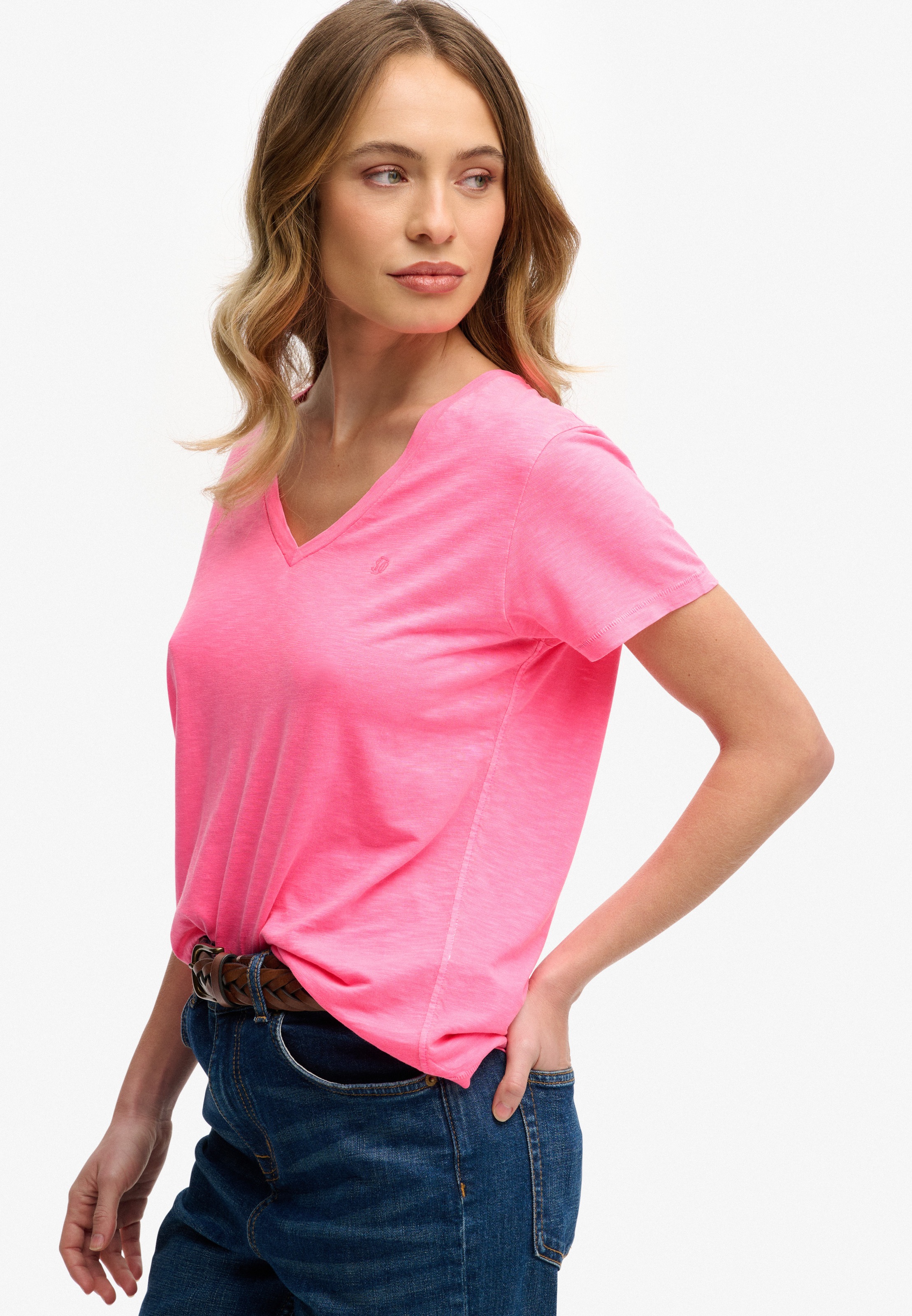 Superdry T-Shirt "STUDIOS SLUB EMB VEE TEE" Baumwollmischung, relaxed fit günstig online kaufen