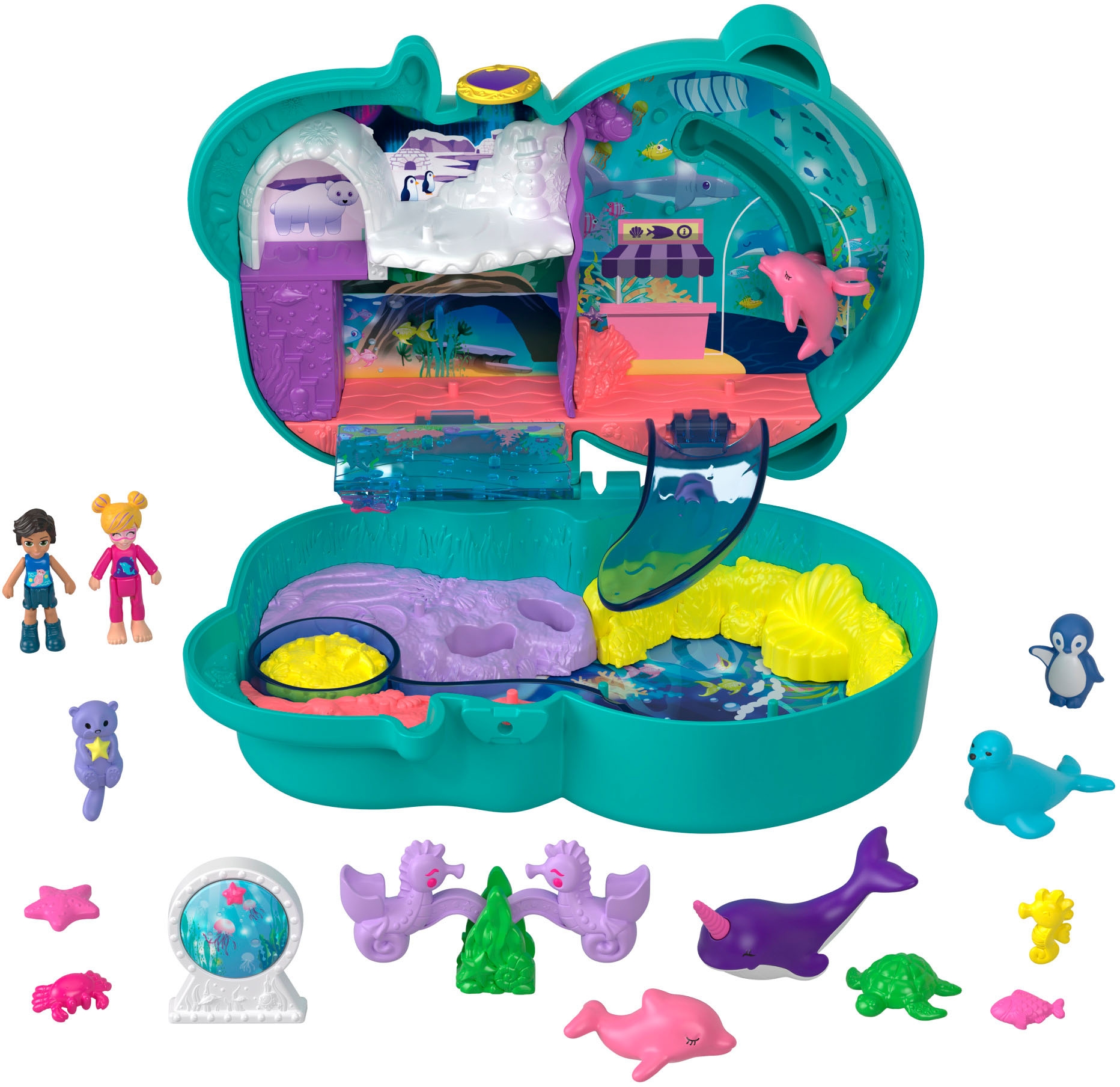 Polly Pocket Spielwelt »Aquarium Schatulle«, mit 2 Figuren und Zubehör