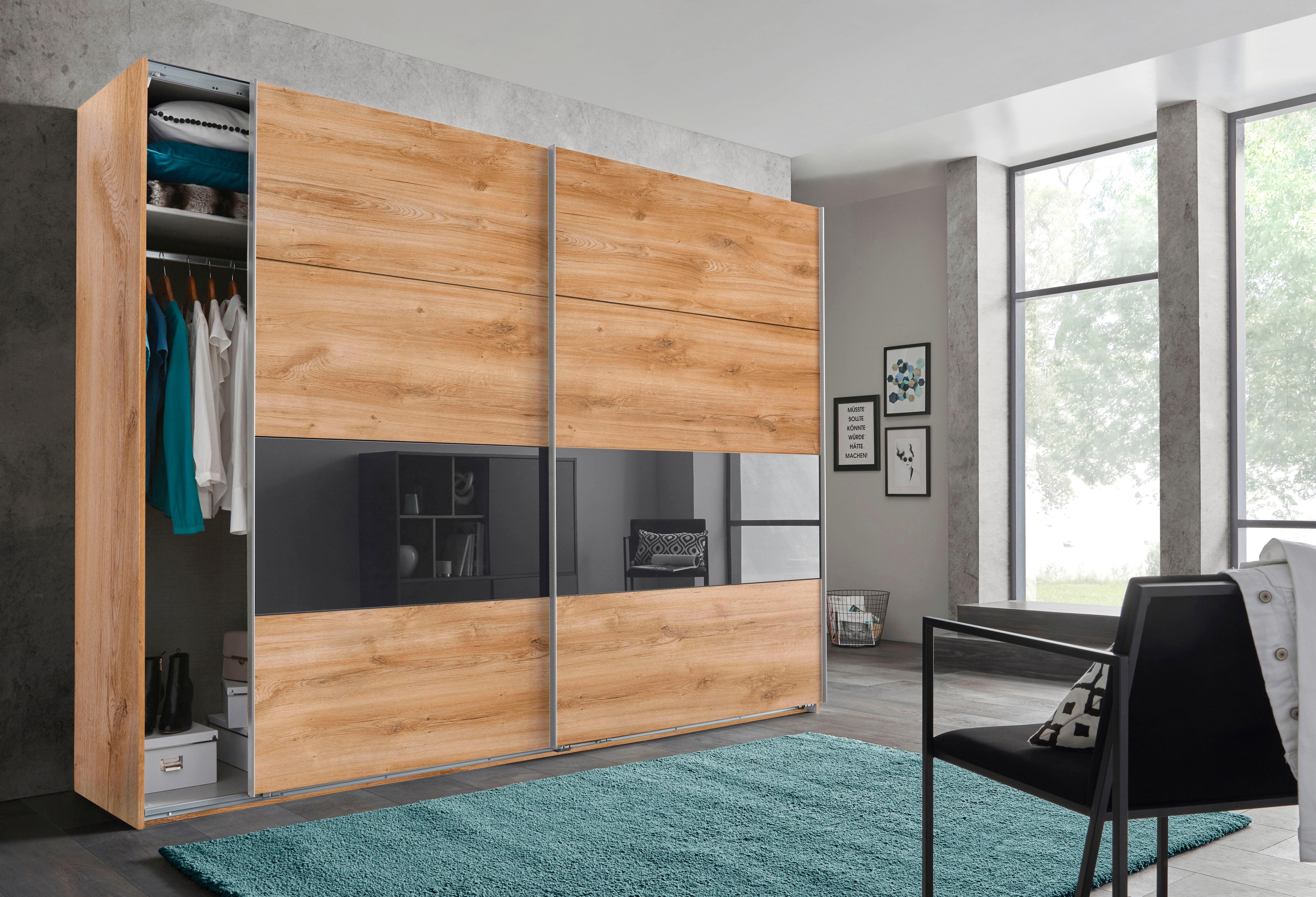 Wimex Schwebetürenschrank "Bramfeld Kleiderschrank" mit Glaselementen und zusätzlichen Einlegeböden