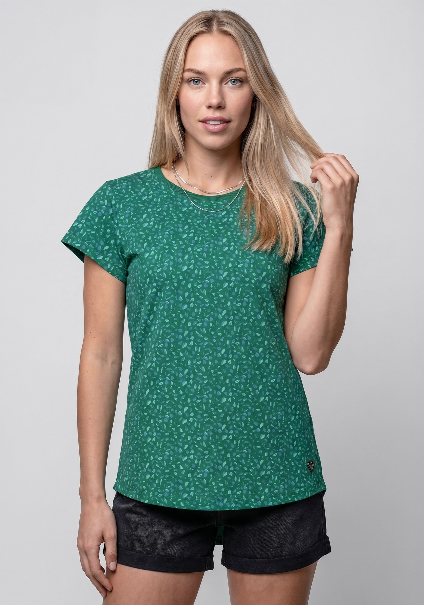 Alife & Kickin 1100000002199 "FelinaAK B" modisches Basic-Shirt mit Rundhals-Ausschnitt, rundem Saum und allover