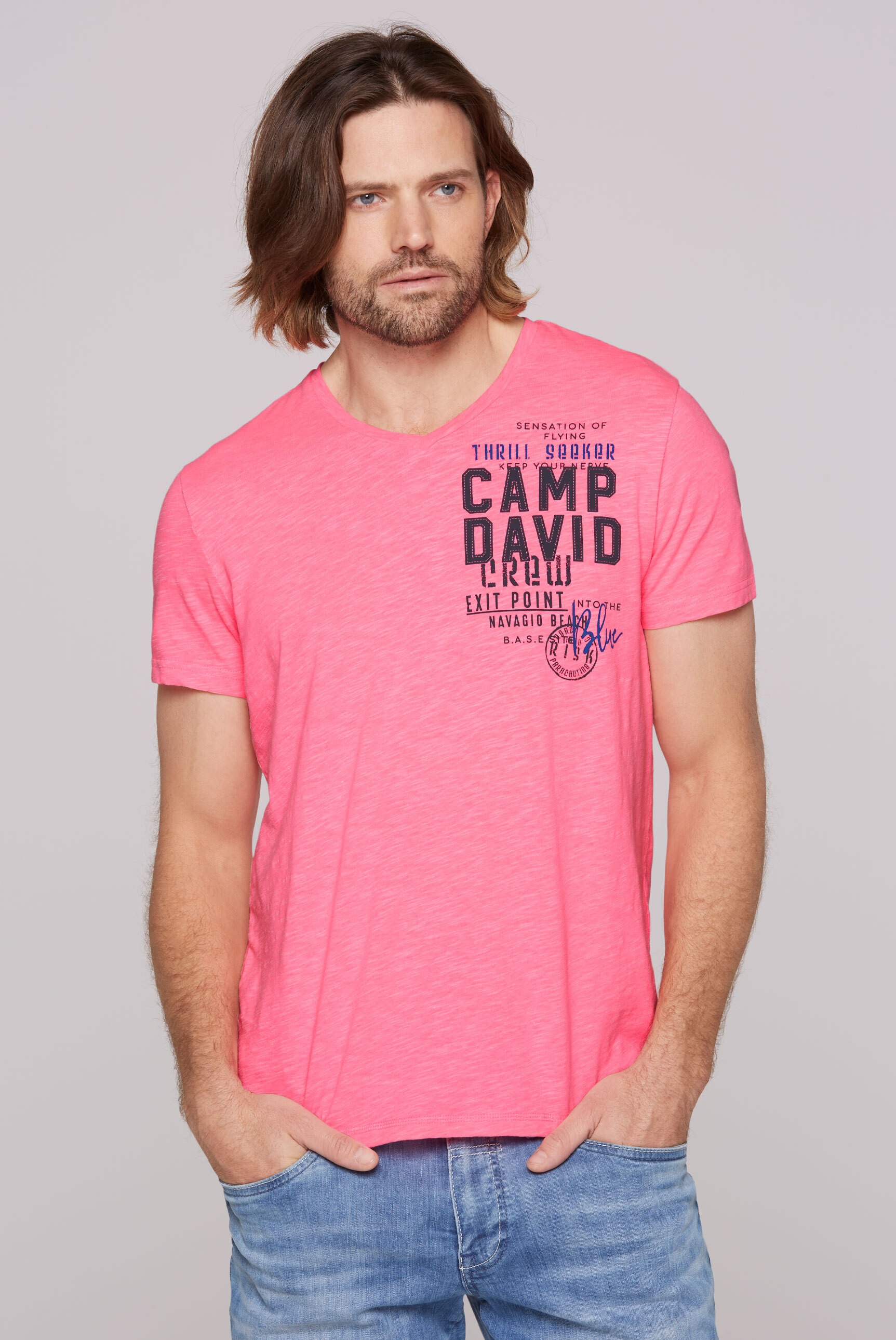 CAMP DAVID V-Shirt, mit maskulinem V-Ausschnitt günstig online kaufen