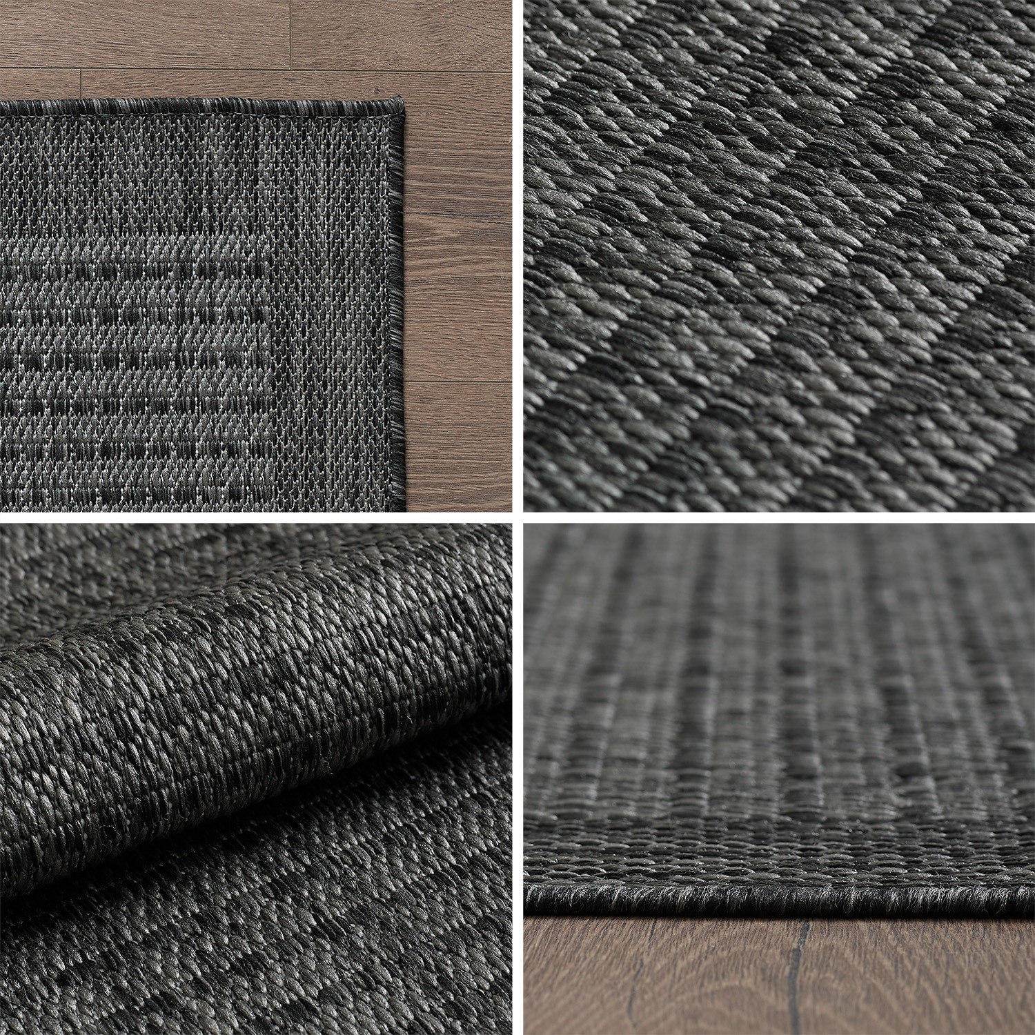 Outdoorteppich AYYILDIZ TEPPICHE "GIZA 1410", schwarz, B:60cm H:3mm L:100cm, Polypropylen, Teppiche, Outdoorteppich, Läufer, In- und Outdoor, Wetterfest, Wasserabweisend, robust 3