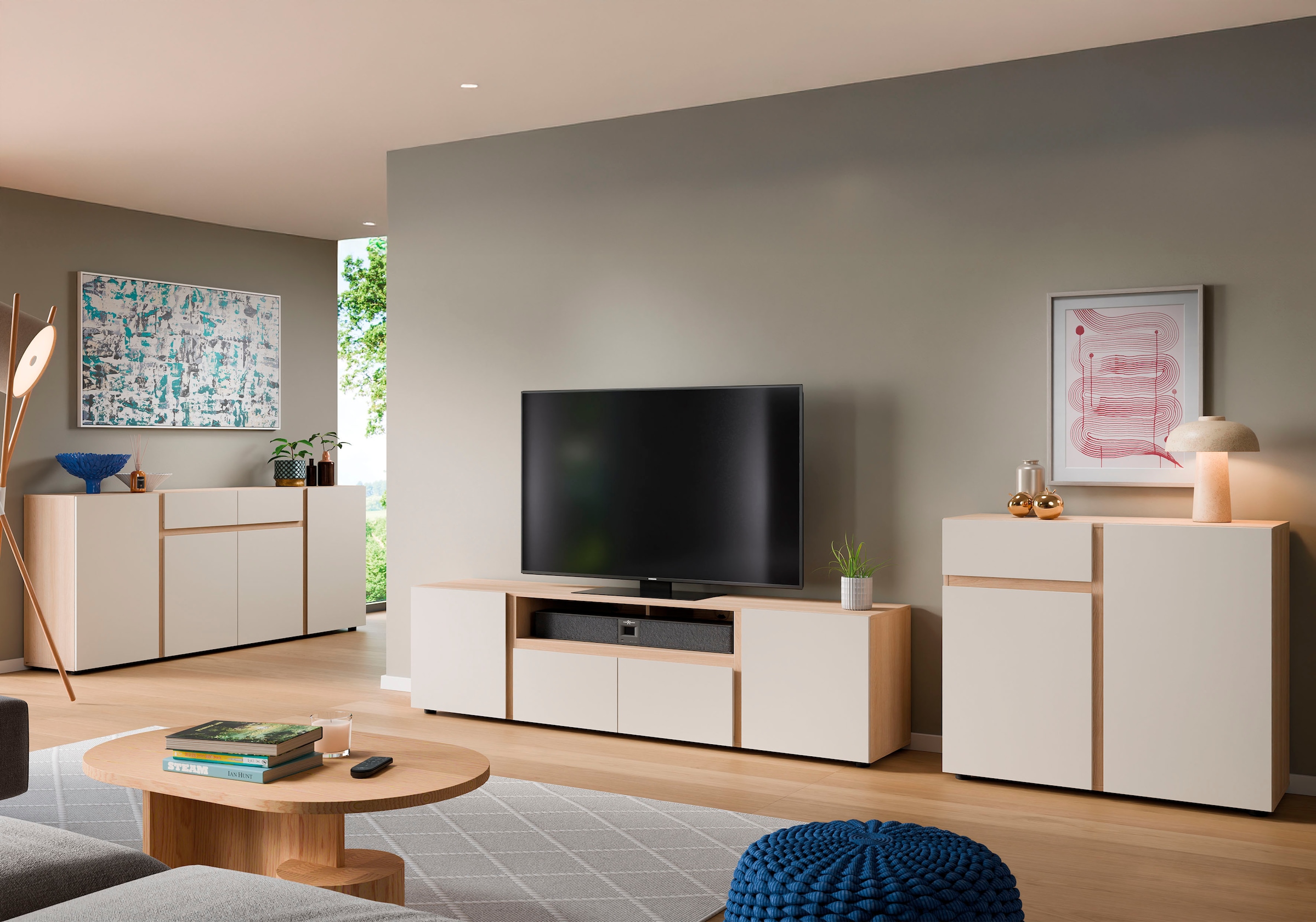 Home affaire Sideboard »TAVERA« Sideboard Breite 201 cm, modern, grifflos, viel Stauraum