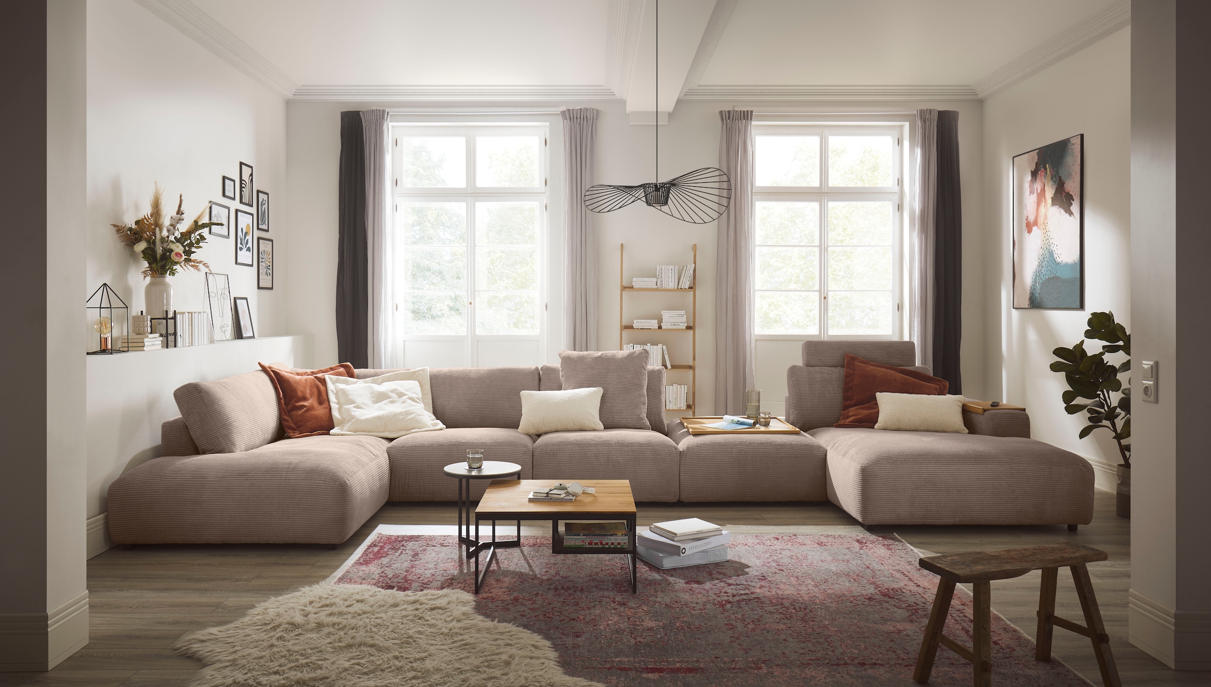 Musterring Wohnlandschaft "Lucia viel Platz, bequem, U-Form" Cord-Bezug, inklusive Kopfstütze, Gesamtbreite 524 cm