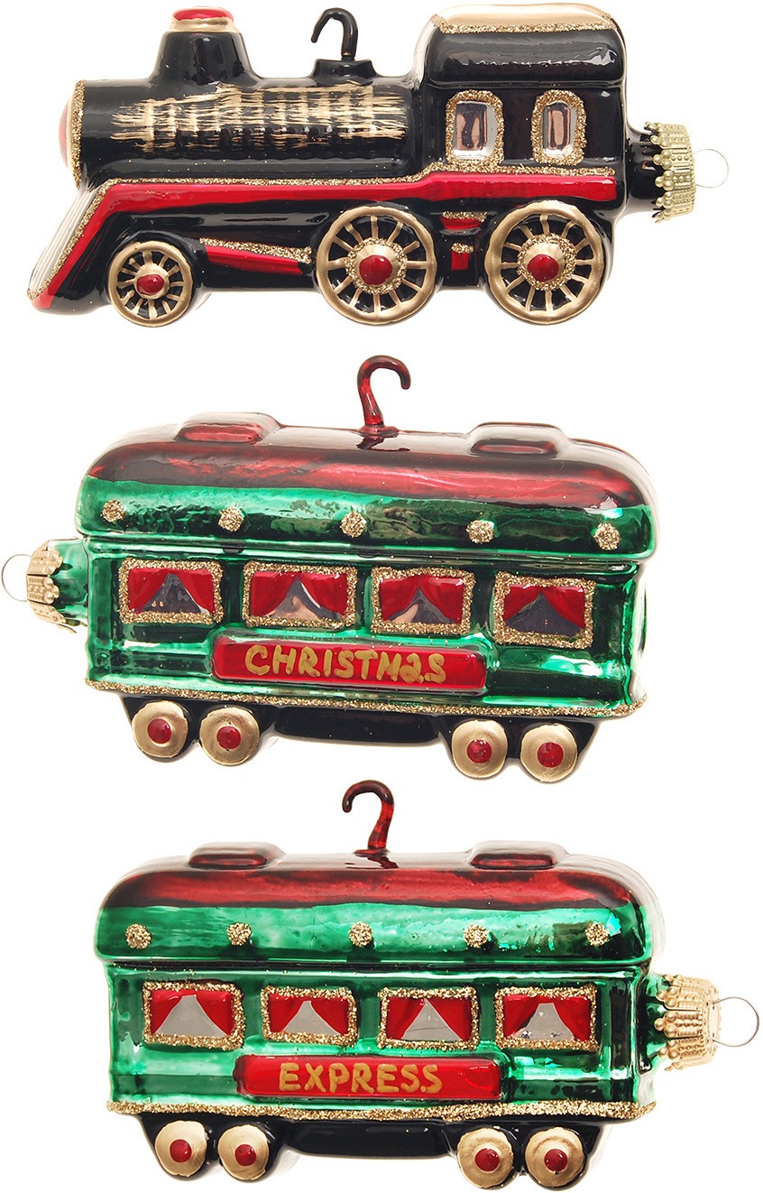 Krebs Glas Lauscha Christbaumschmuck »Nachtzug Lokomotive« Glas, 3 Stück