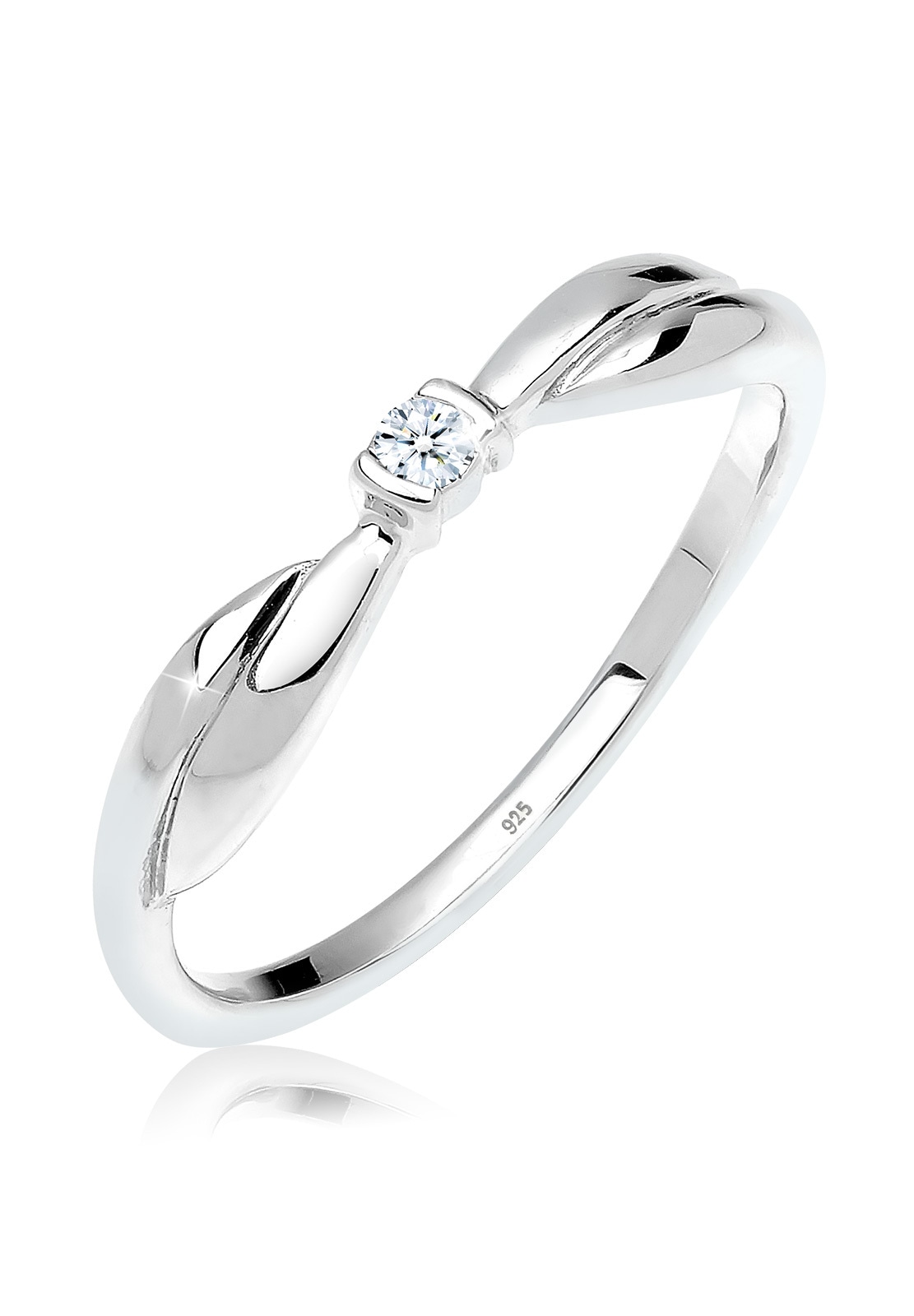 "Verlobungsring ELLI DIAMONDS ""Ring Verlobungsring Diamant Weiß Brillantschliff (0.03 ct) 925 Sterling Silber"" Gr. 56, weiß, Fingerringe, Damen