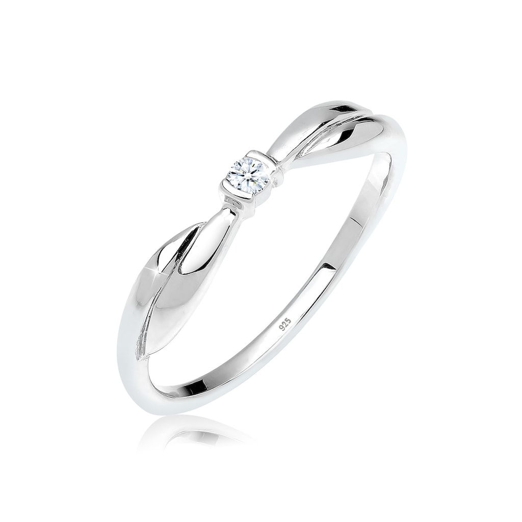 Elli DIAMONDS Verlobungsring »Schleife Verlobung Diamant 0.03 ct. 925 Silber«