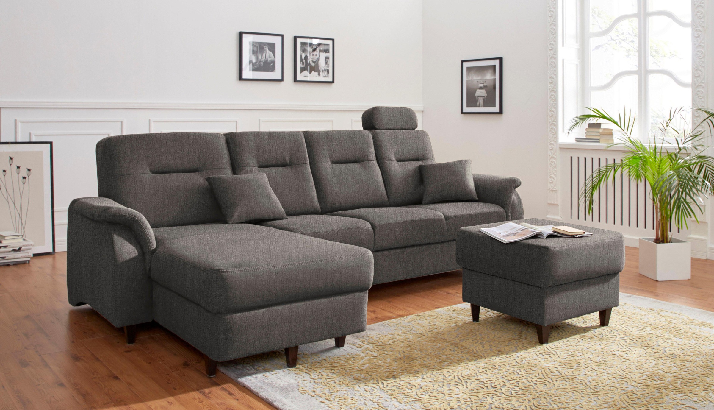 BENFORMATO HOME COLLECTION Ecksofa, wahlweise mit Bettfunktion und Kopfstütze